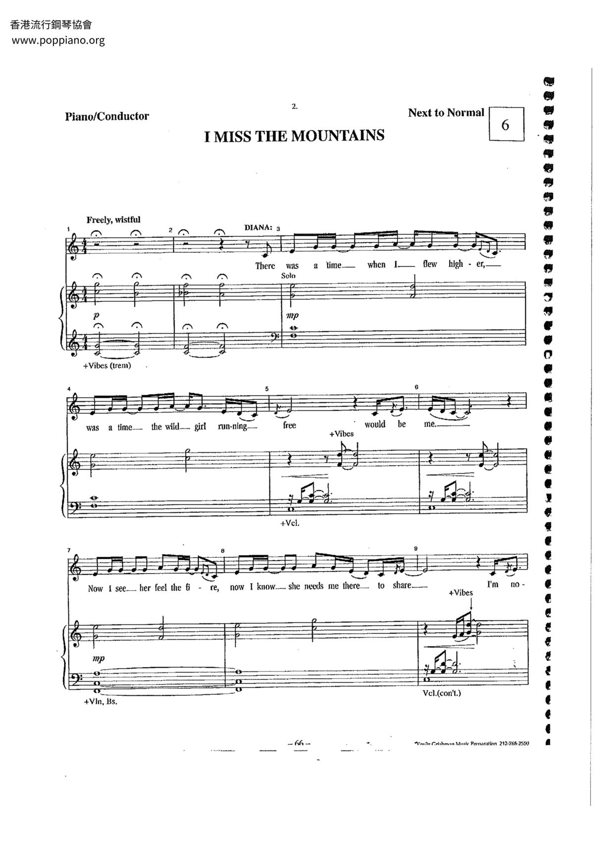 I Miss The Mountains Score