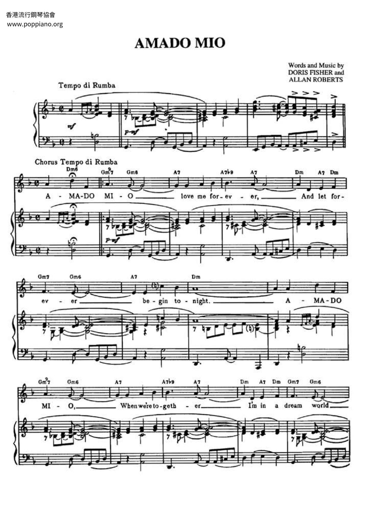 Amado Mio Score