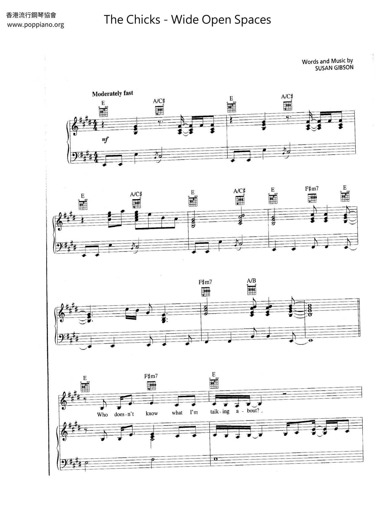 Wide Open Spaces Score