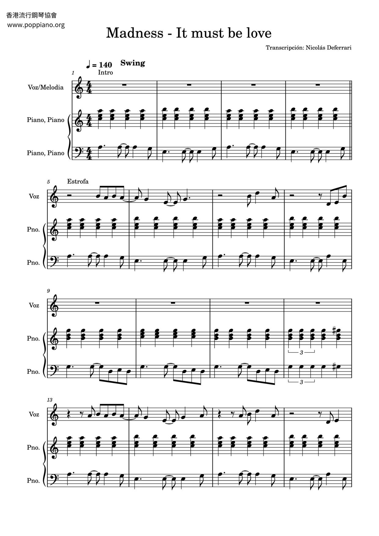 It Must Be Love Score