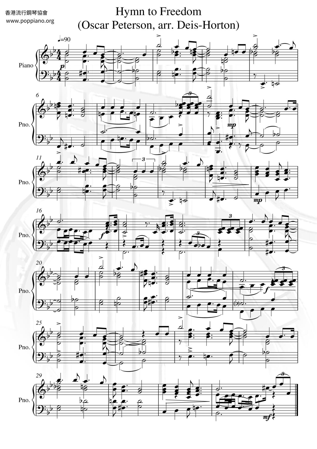 Hymn To Freedom Score