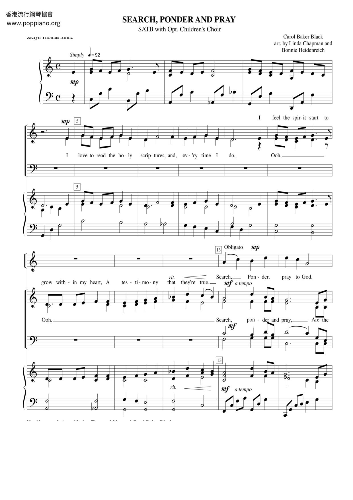 Search, Ponder And Pray Score