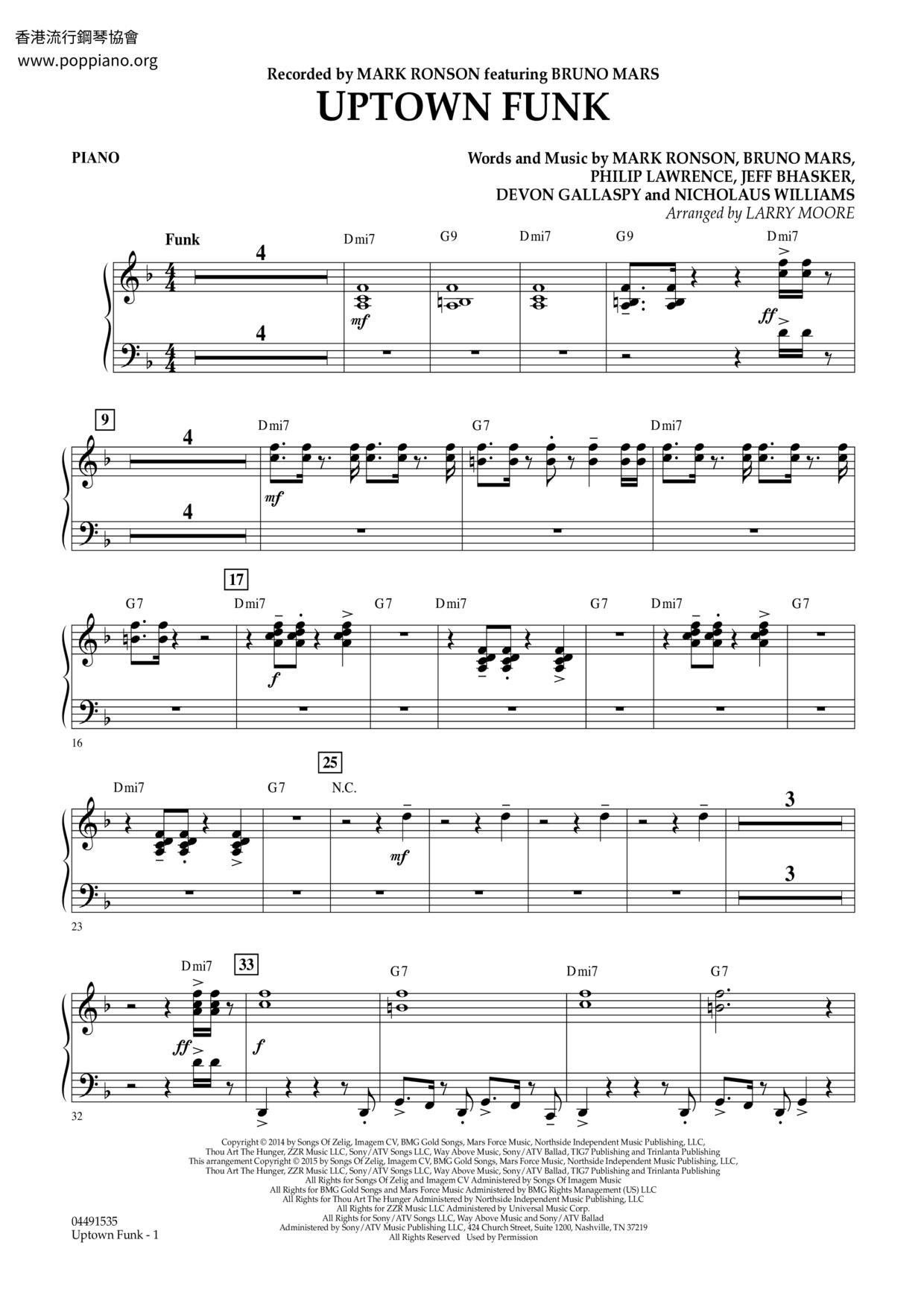 Uptown Funk Score