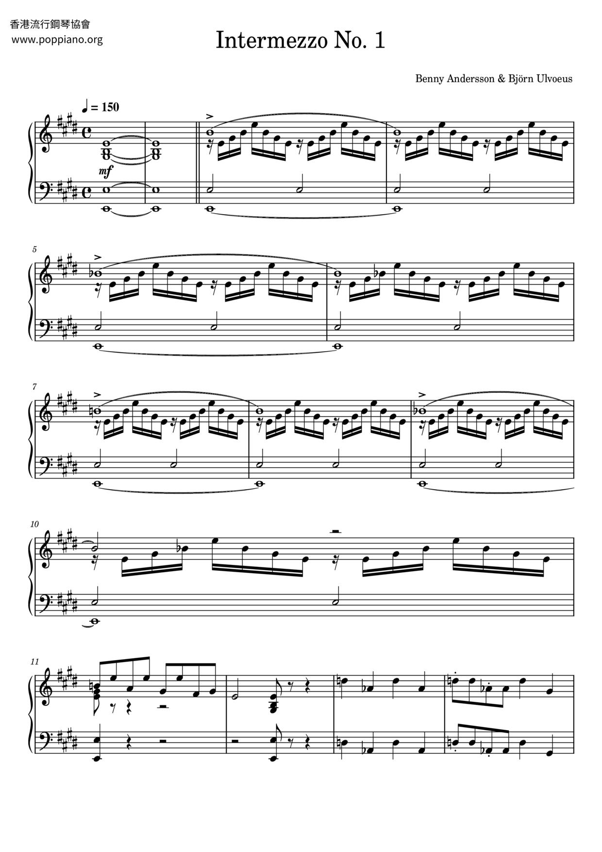 Intermezzo No. 1琴譜