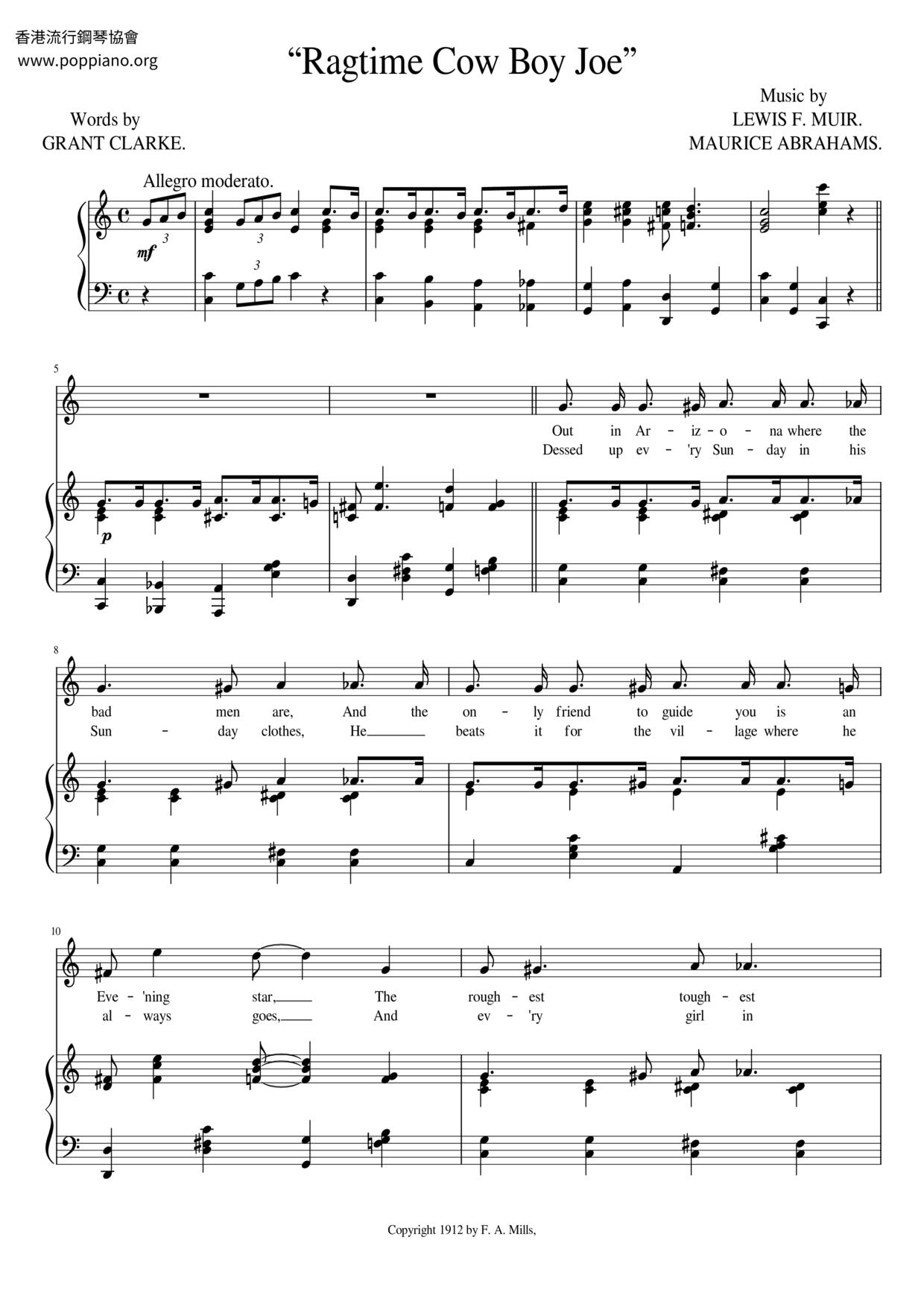 Ragtime Cow Boy Joe琴譜