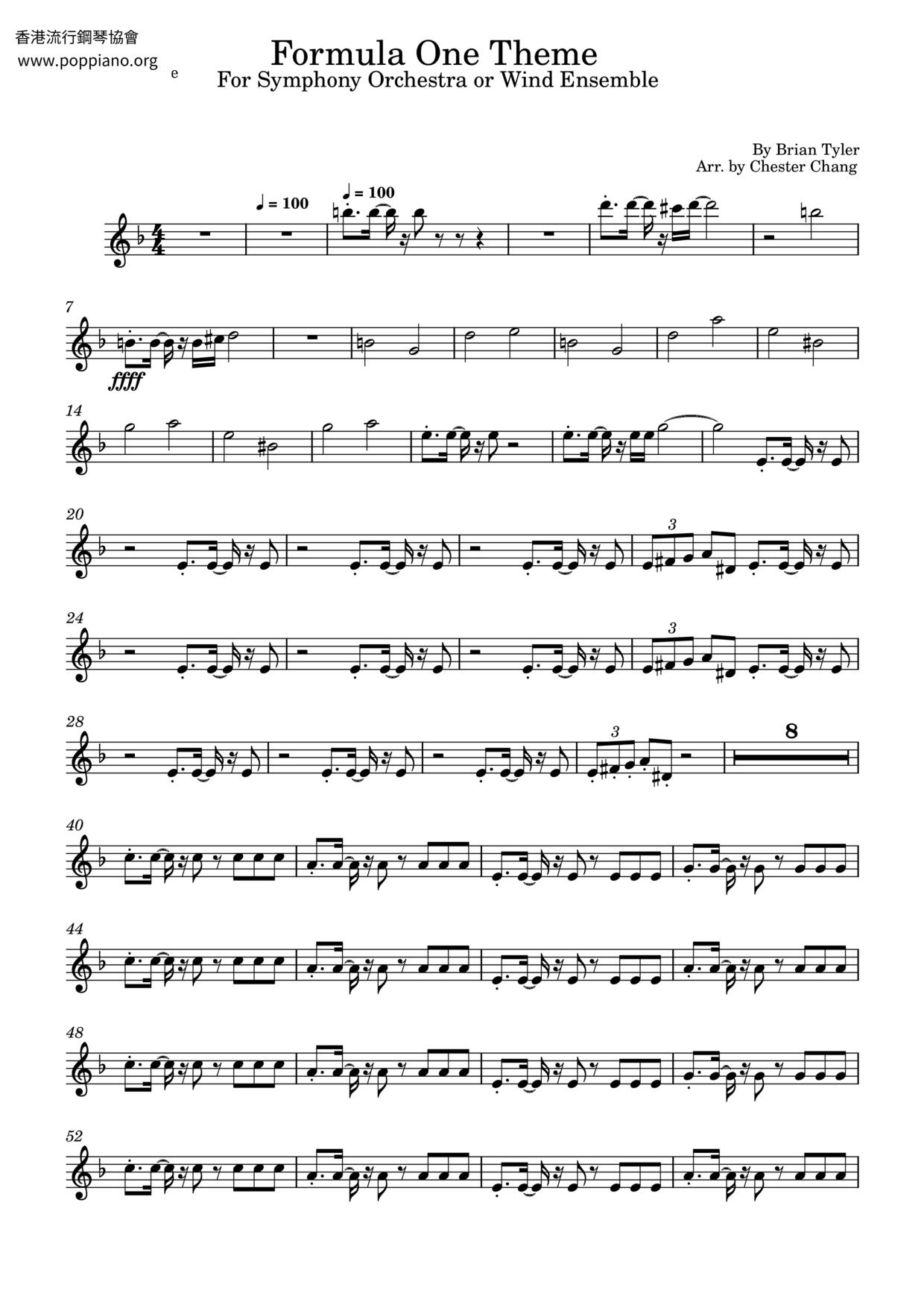 ☆Brian Tyler - Formula 1 Theme サクソフォンpdf- 香港ポップ ☆Brian Tyler - Formula 1 Theme サクソフォンpdf- 香港ポップ