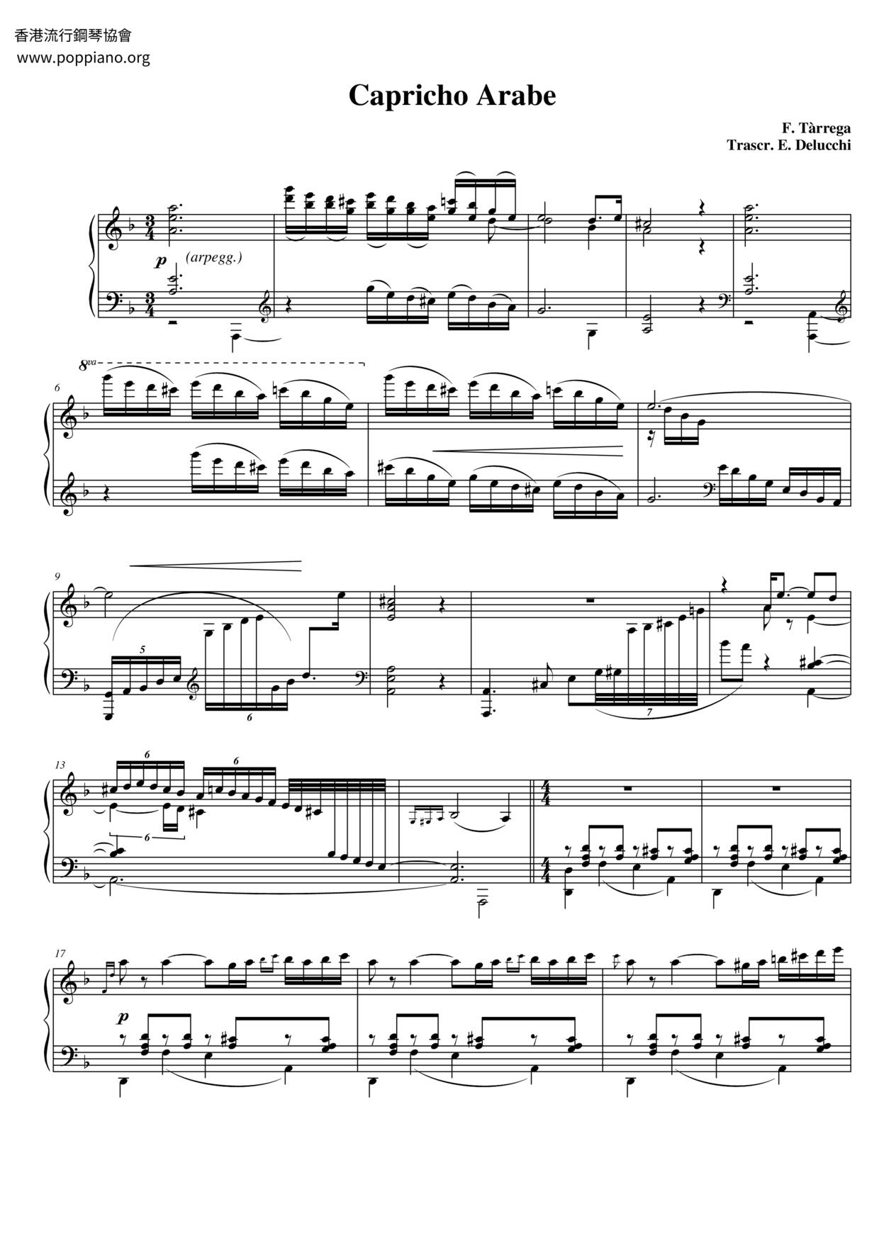 Capricho Arabe Score