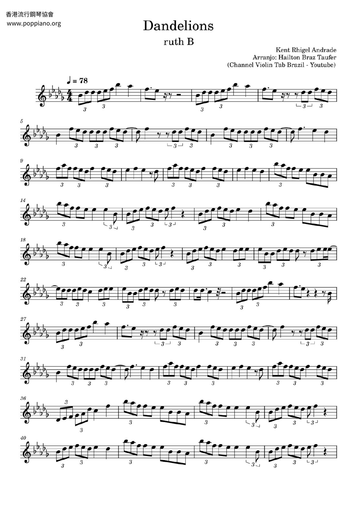 Dandelions琴谱