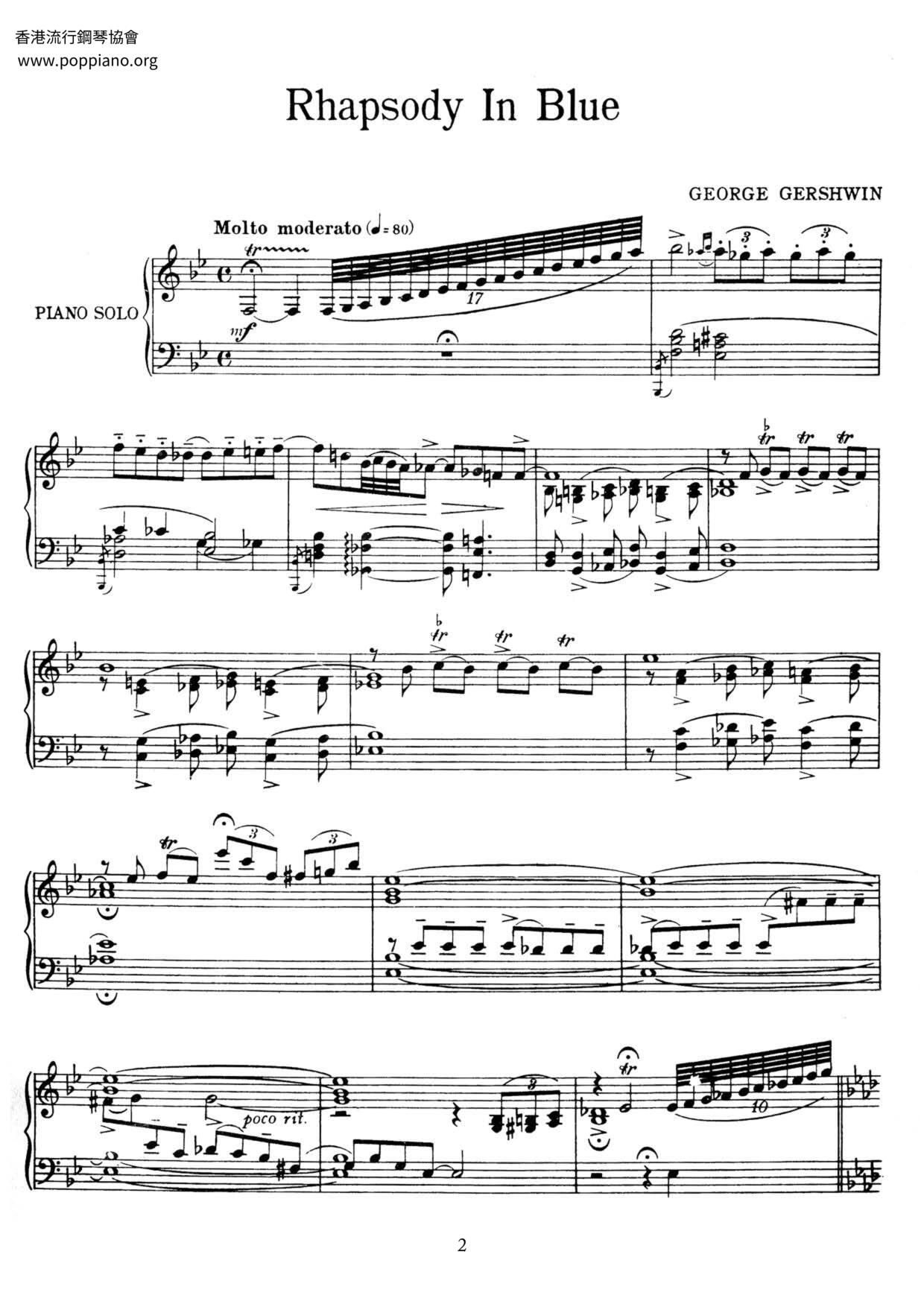 Rhapsody In Blue Score