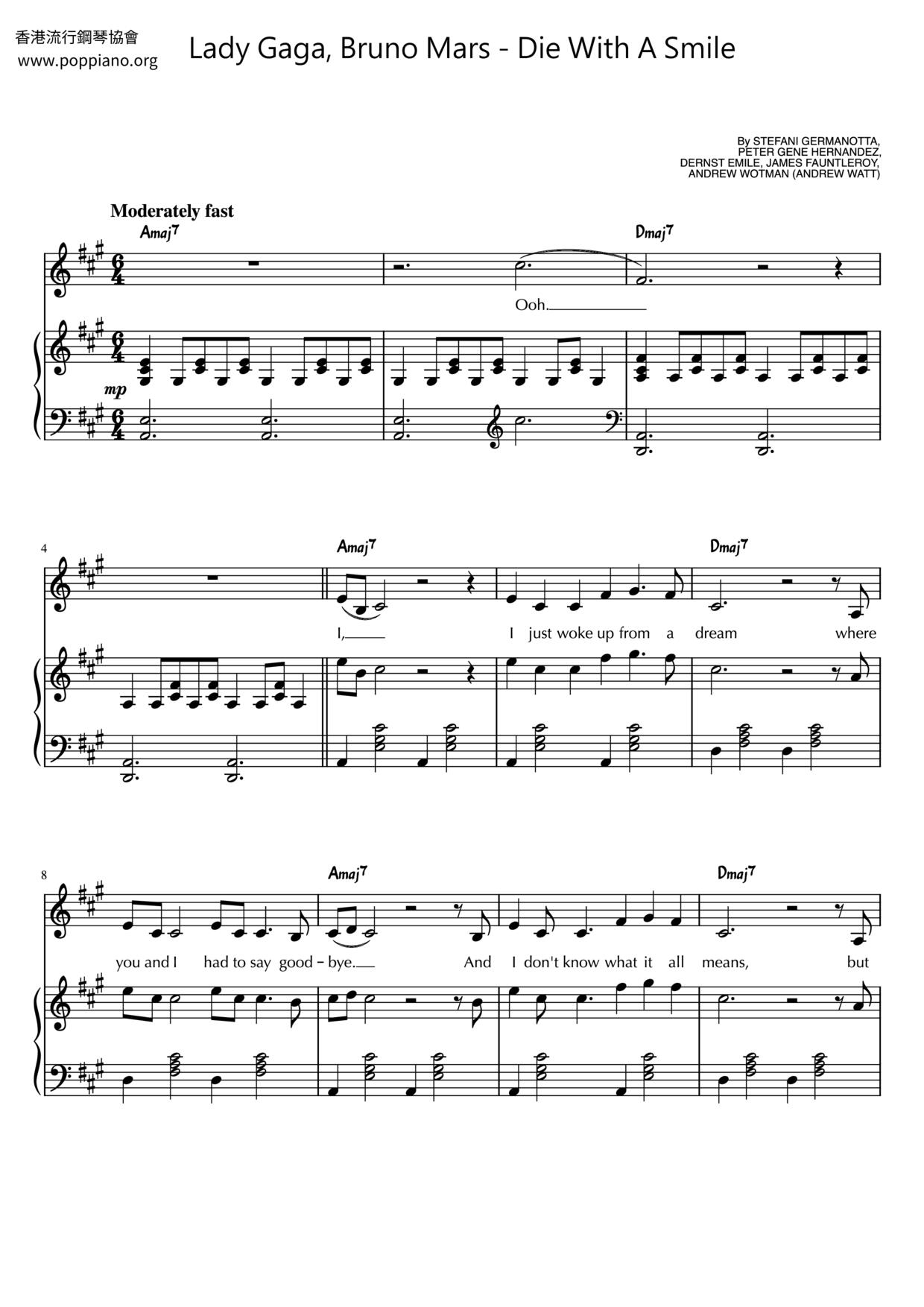 Die With A Smile Score