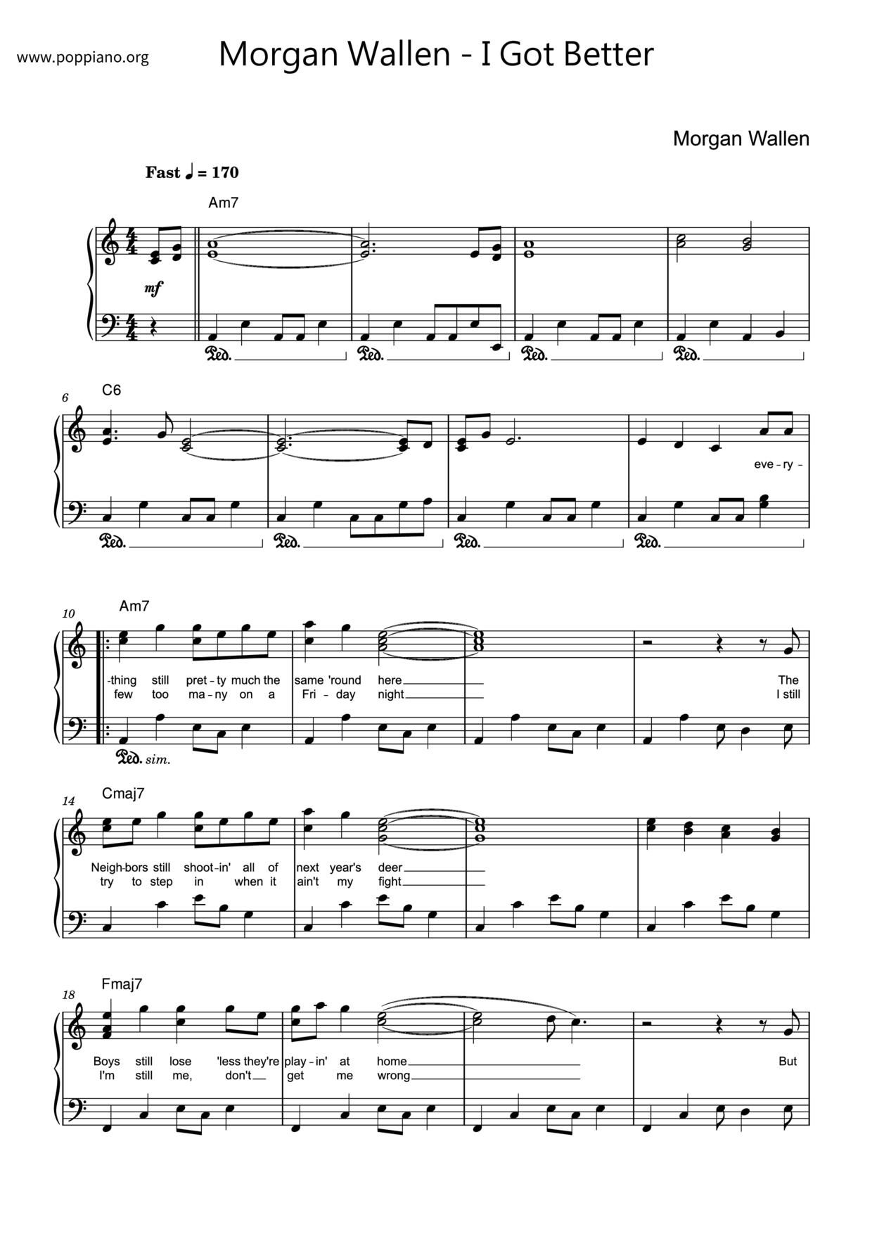 I Got Betterピアノ譜