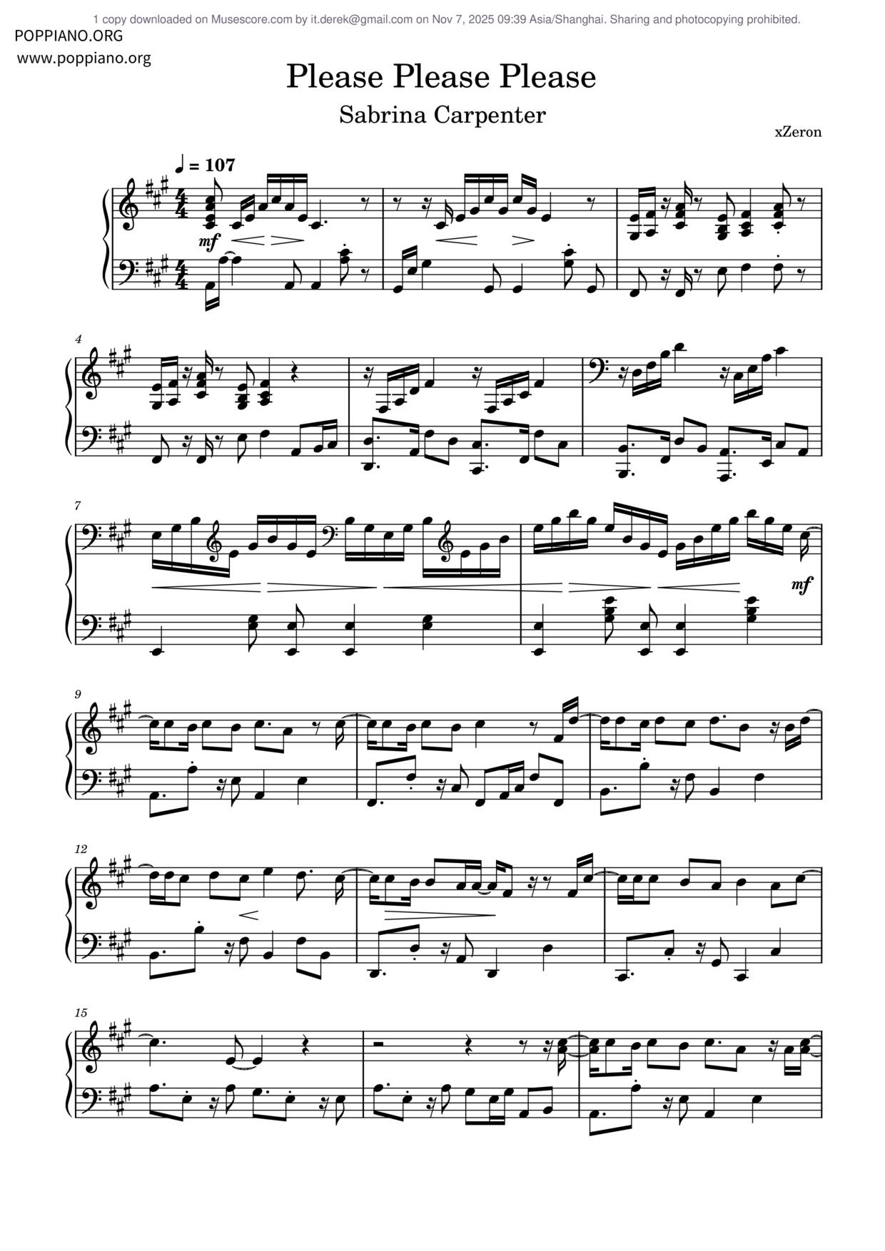 Please Please Please琴谱