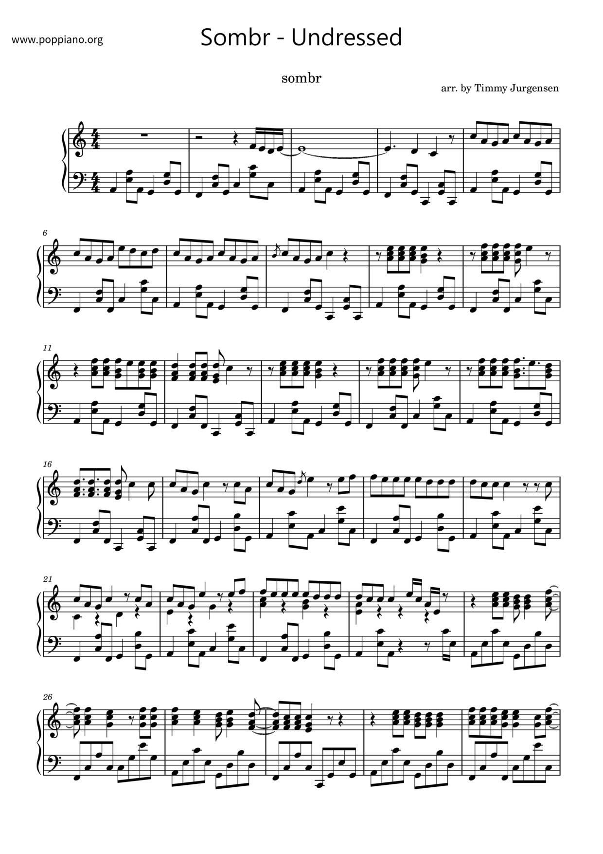 Undressedピアノ譜