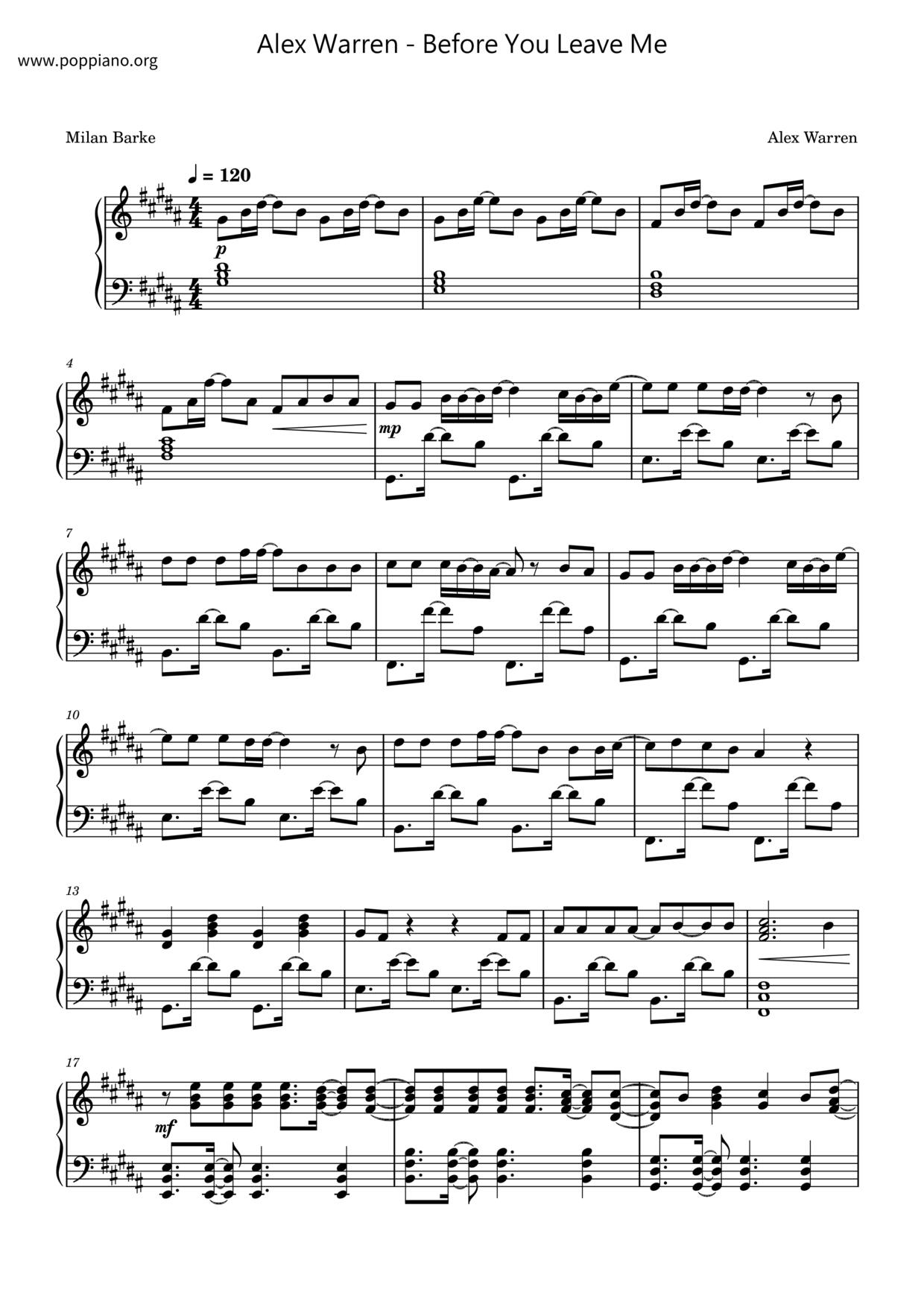 Before You Leave Meピアノ譜