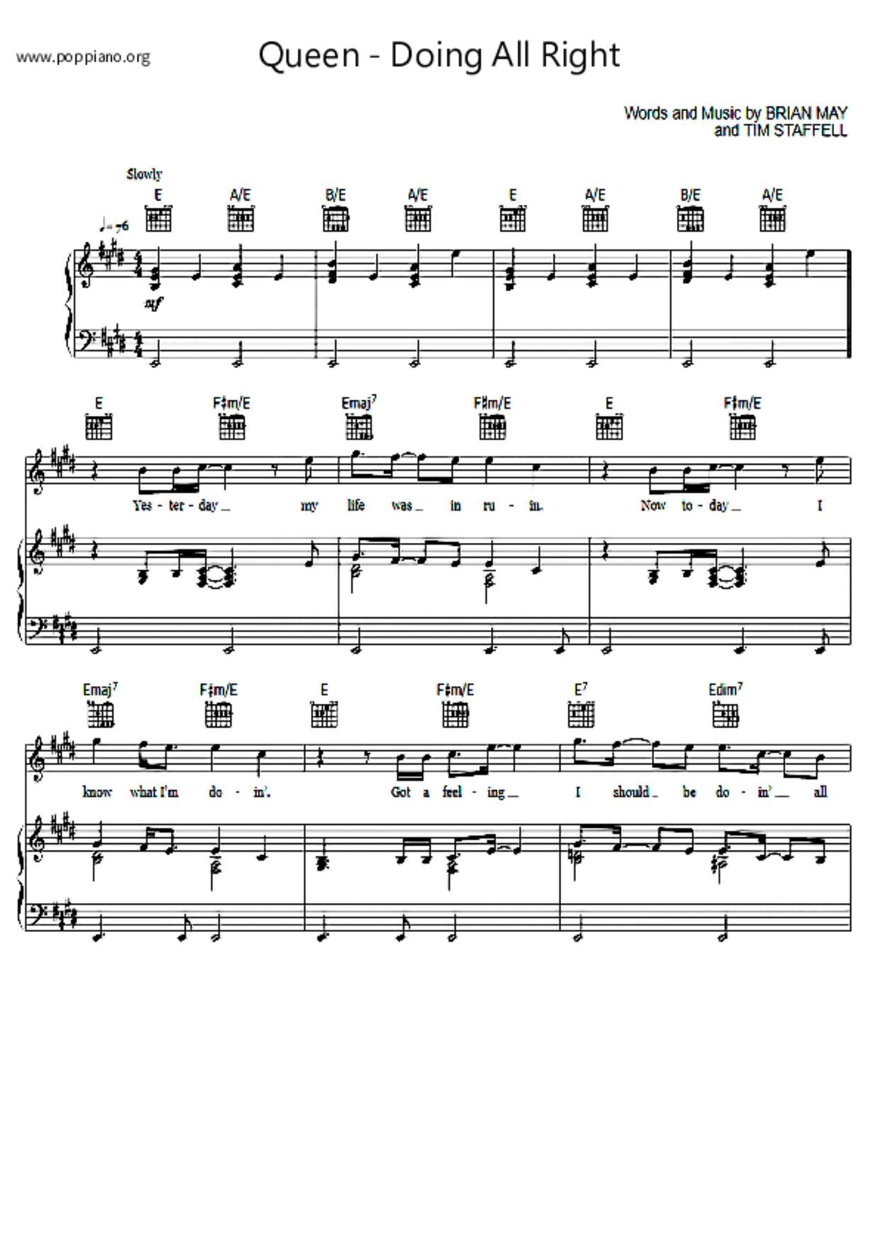 Doing All Right Score