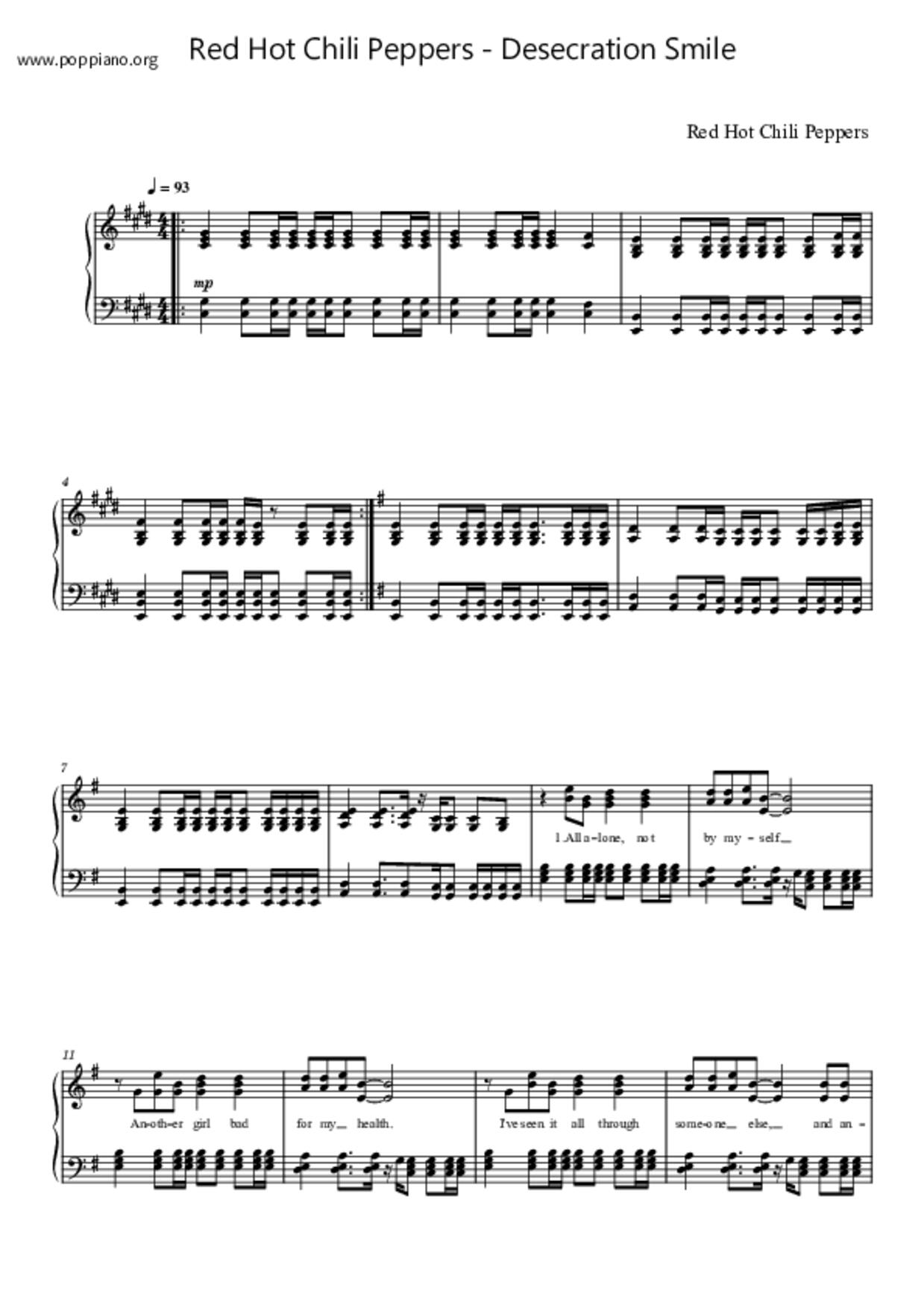 Desecration Smile琴譜