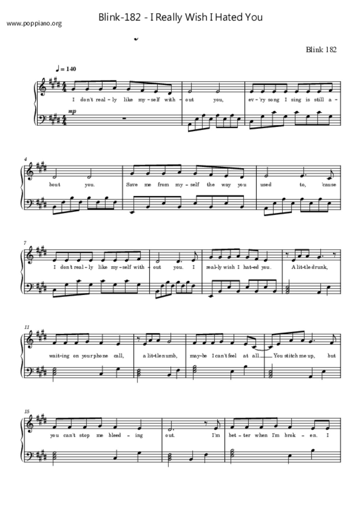 I Really Wish I Hated Youピアノ譜