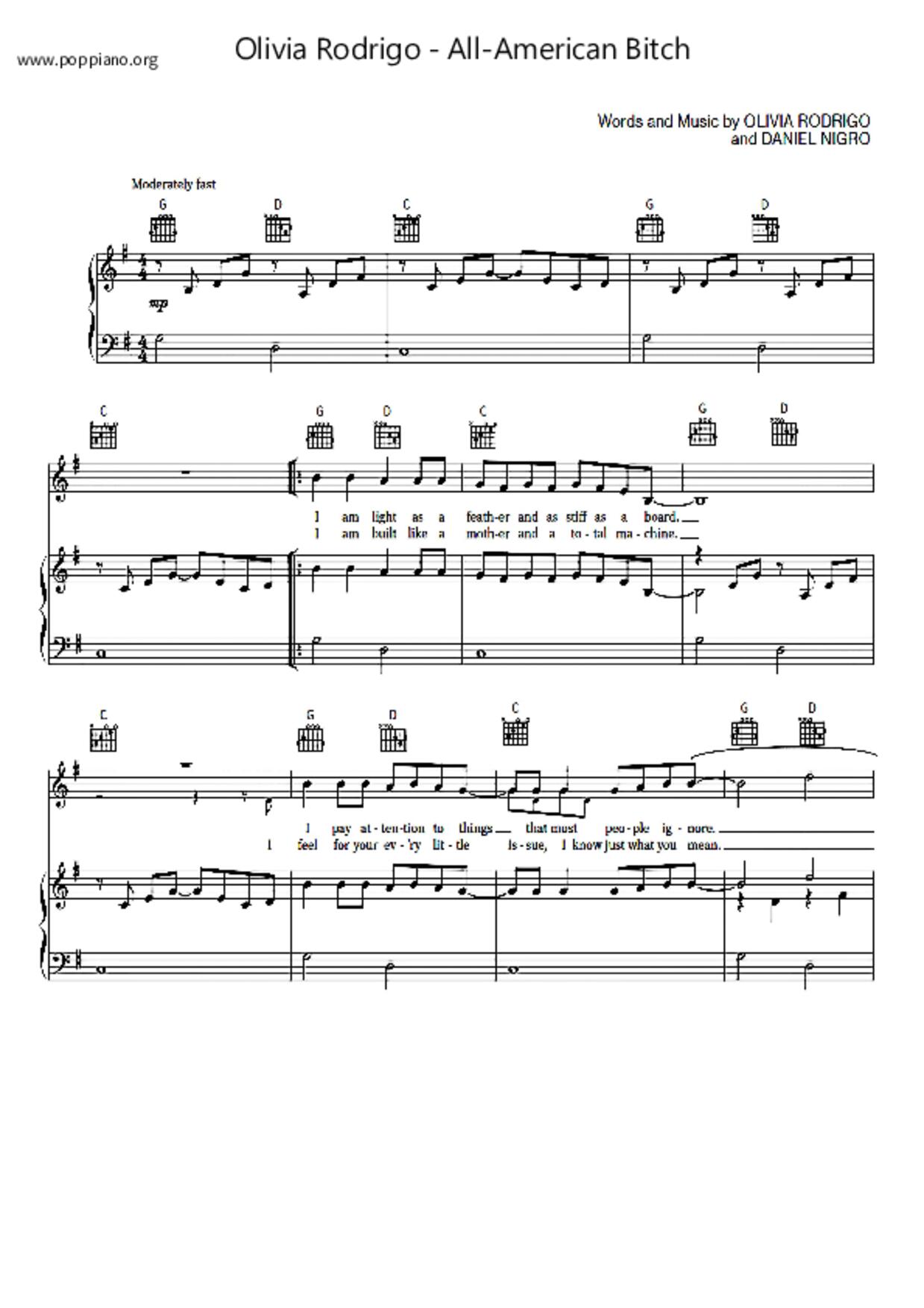 All-American Bitchピアノ譜