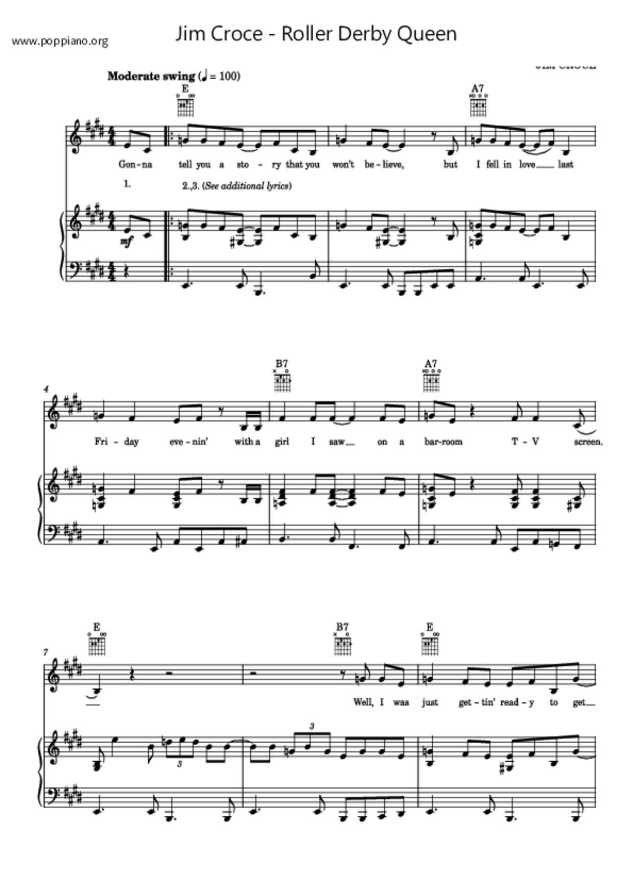 Roller Derby Queenピアノ譜