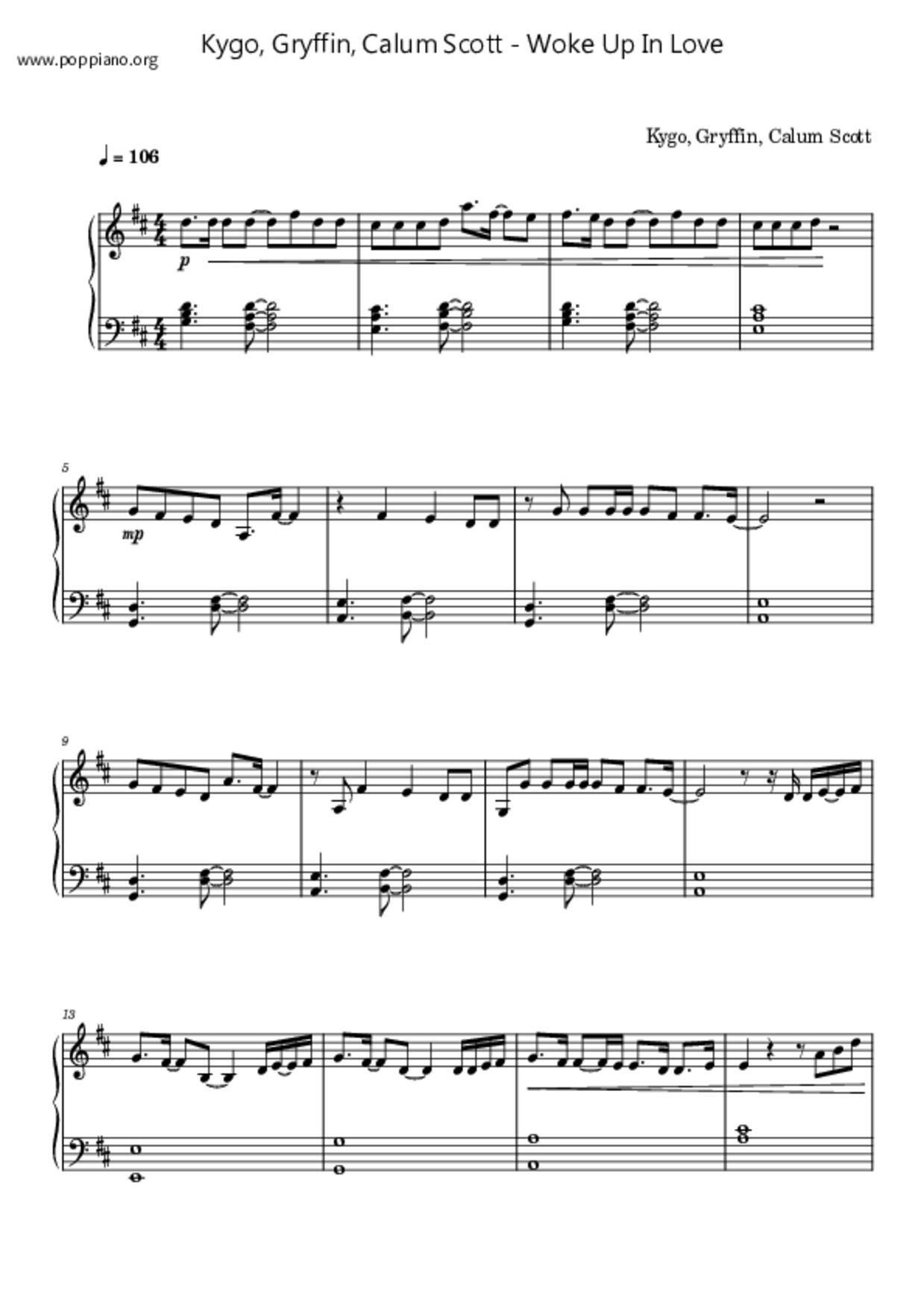 Woke Up in Love琴譜