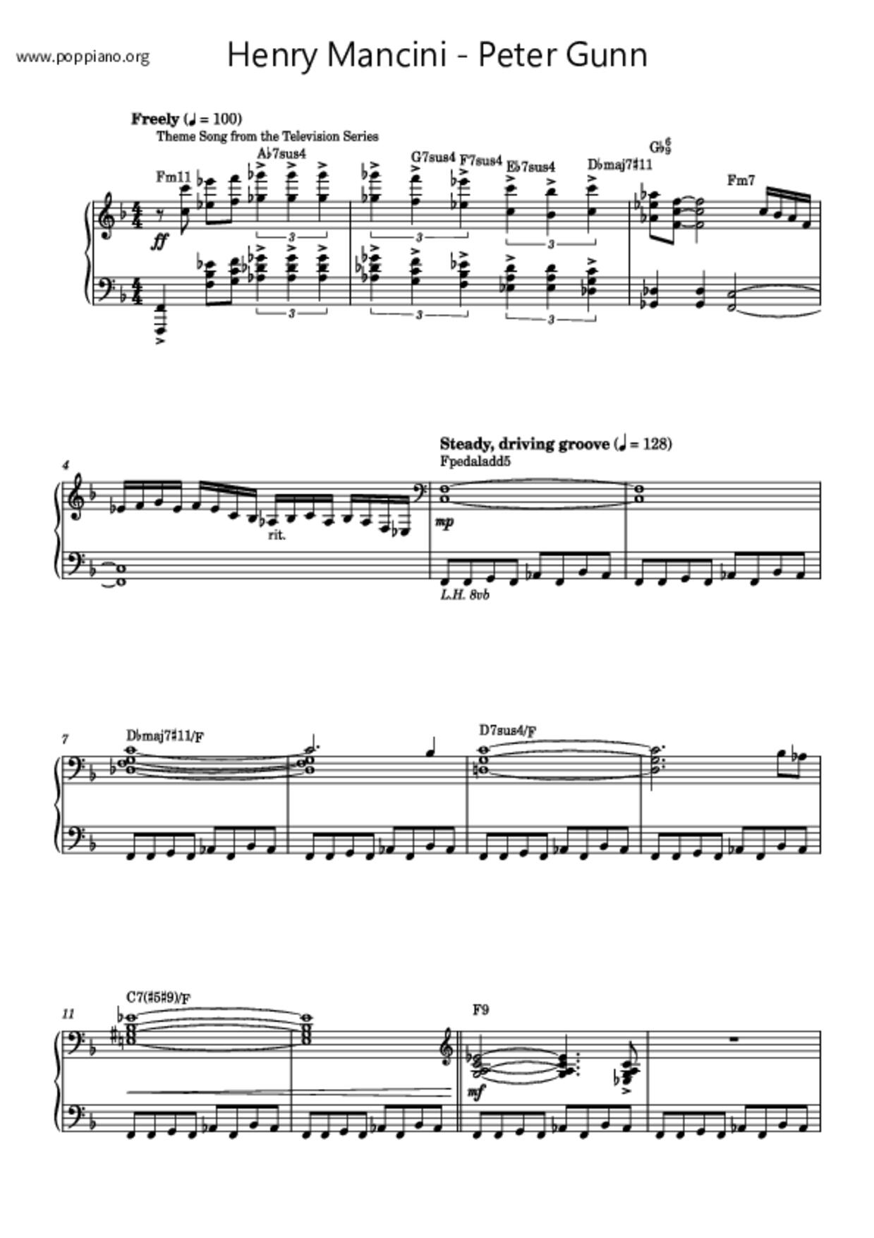 Peter Gunnピアノ譜