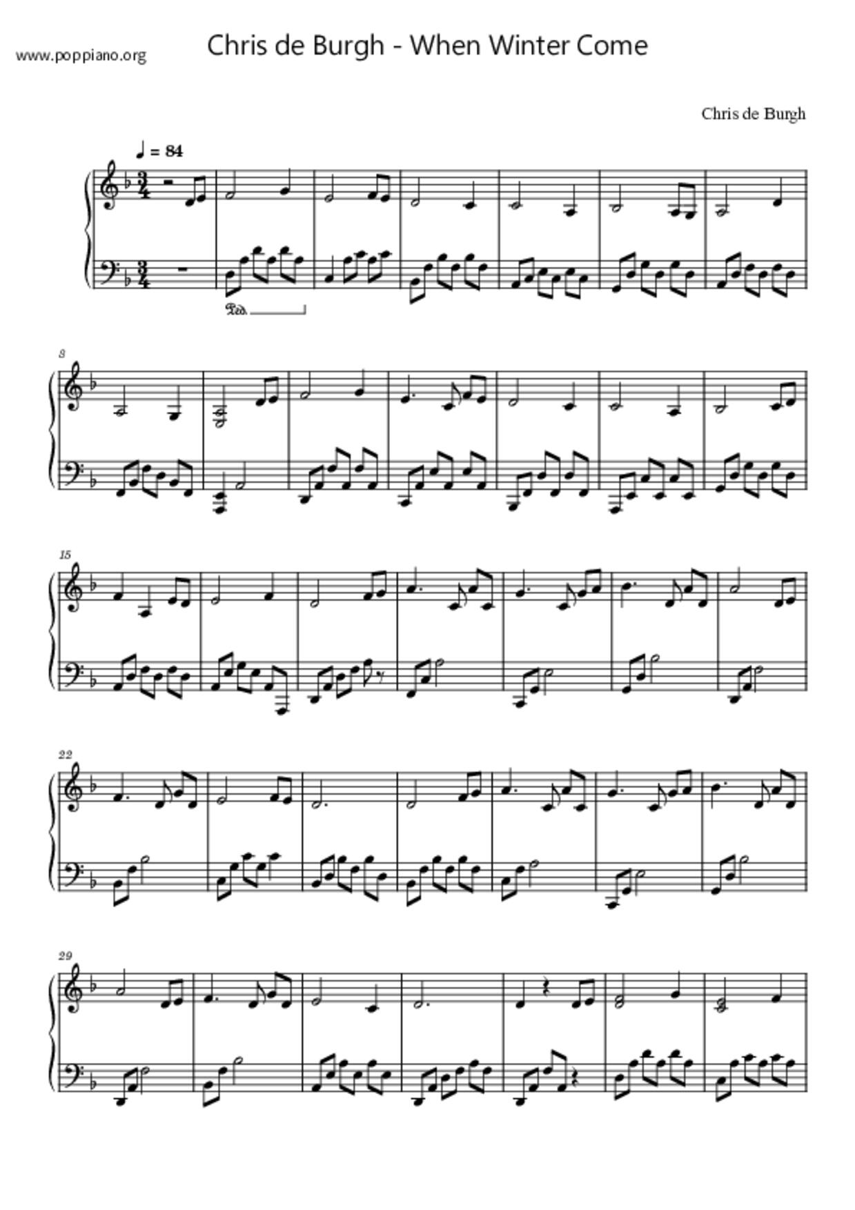 When Winter Comeピアノ譜