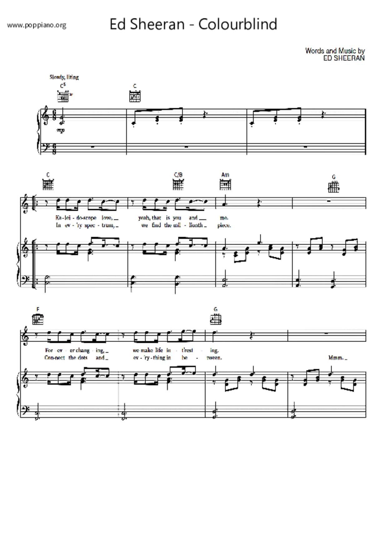 Colourblindピアノ譜