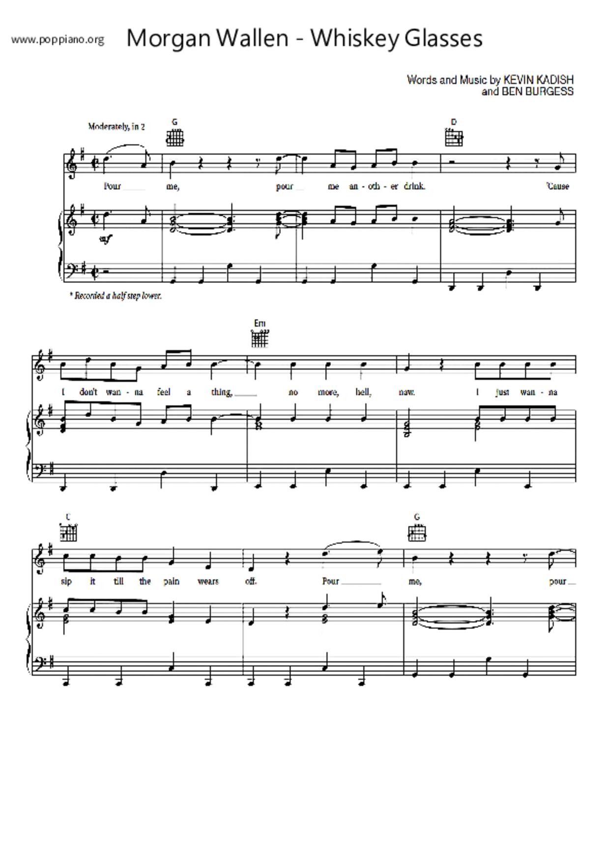 Whiskey Glasses琴譜