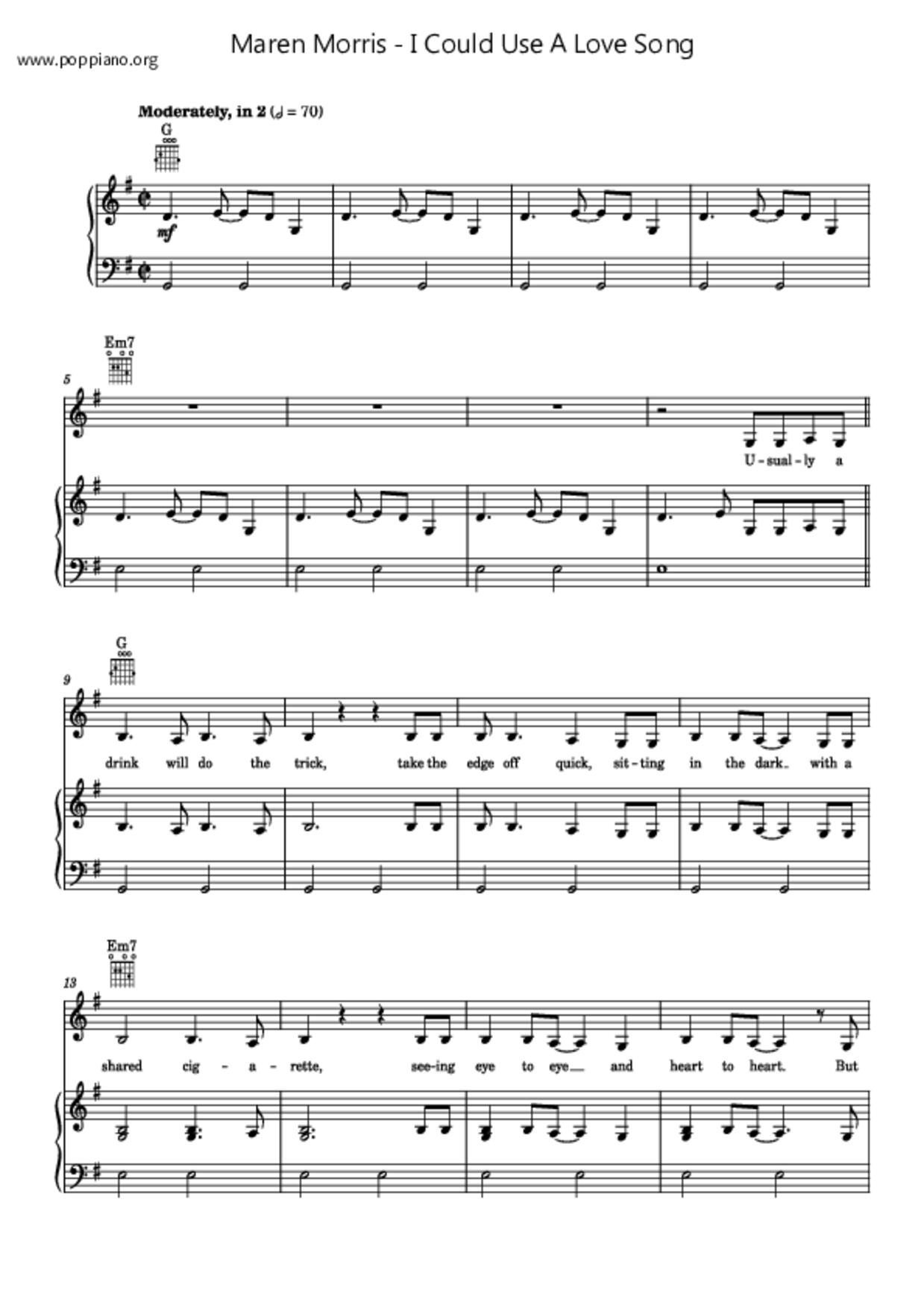 I Could Use a Love Song琴譜