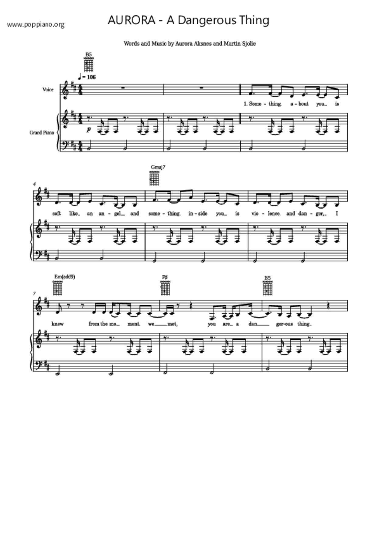 A Dangerous Thingピアノ譜