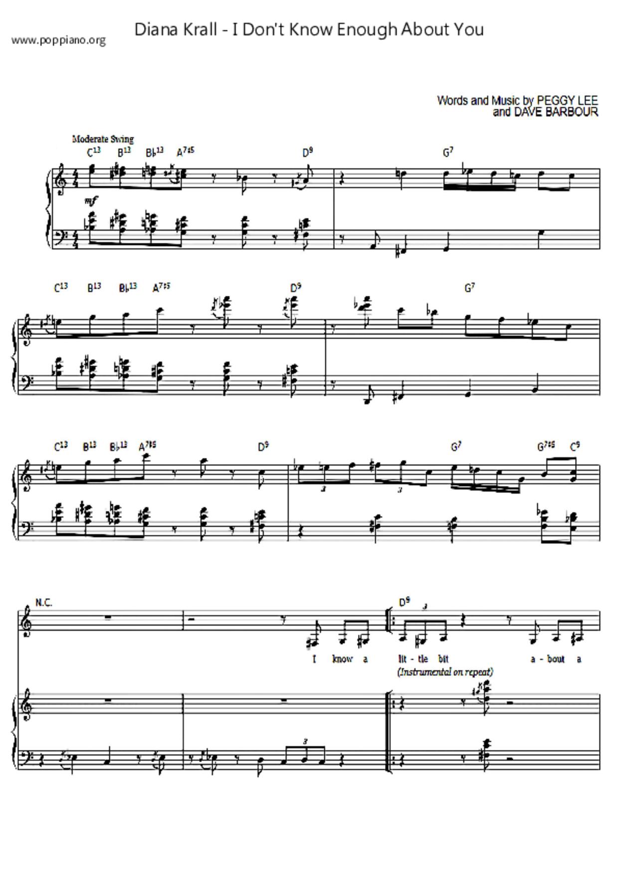 I Don't Know Enough About You琴譜