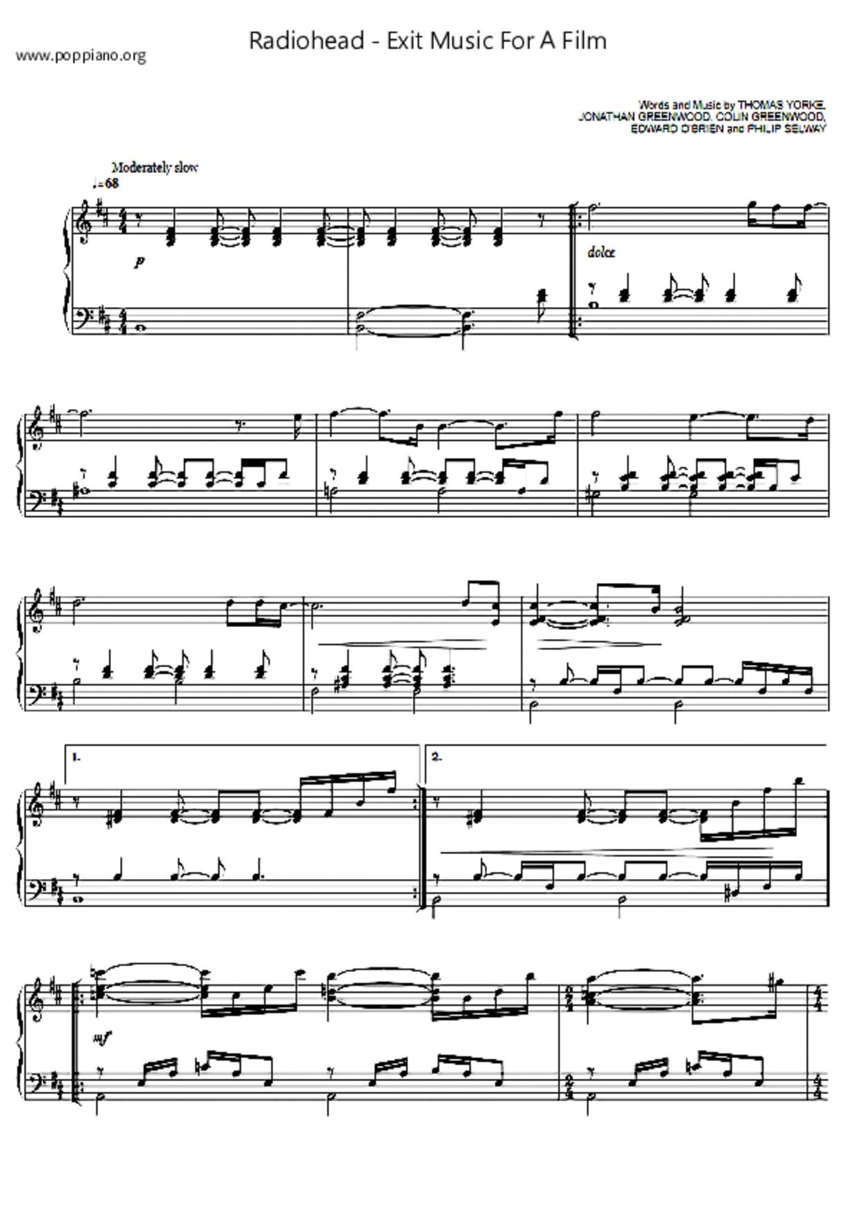 Exit Music For A Filmピアノ譜