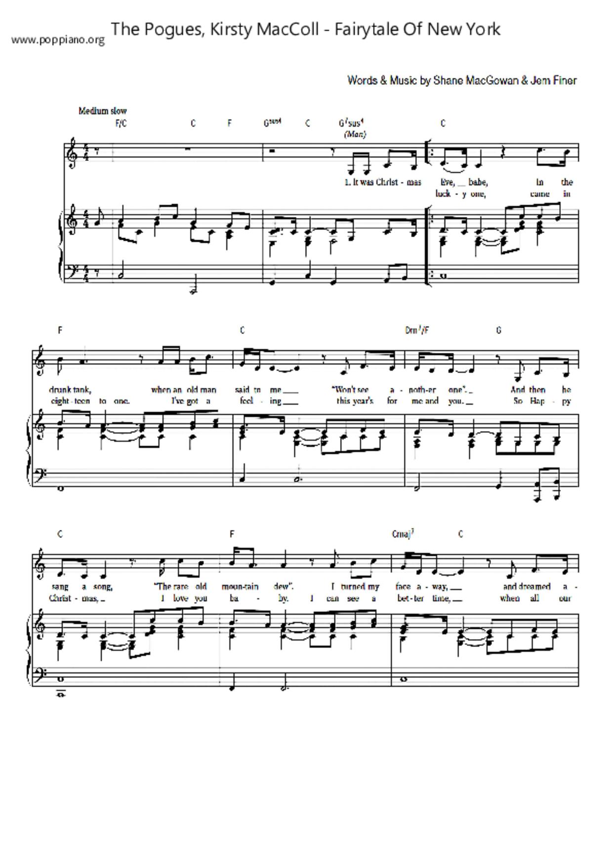 Fairytale Of New York Score