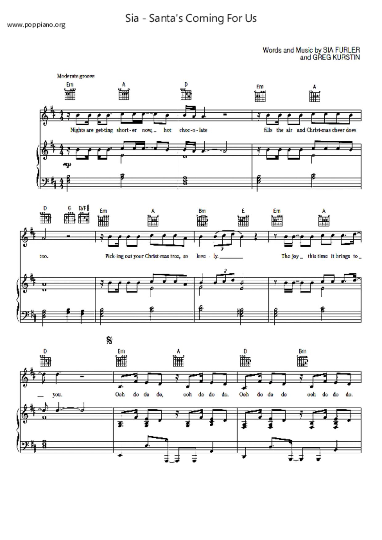 Santa's Coming For Us Score