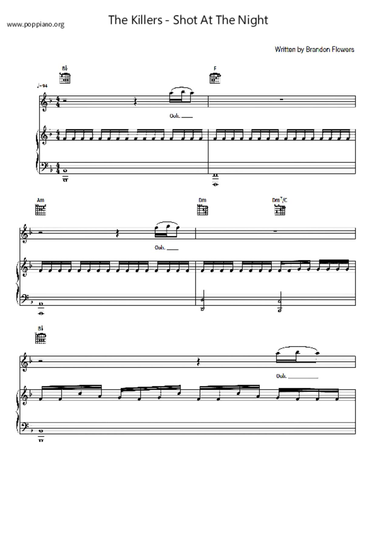 Shot At The Nightピアノ譜