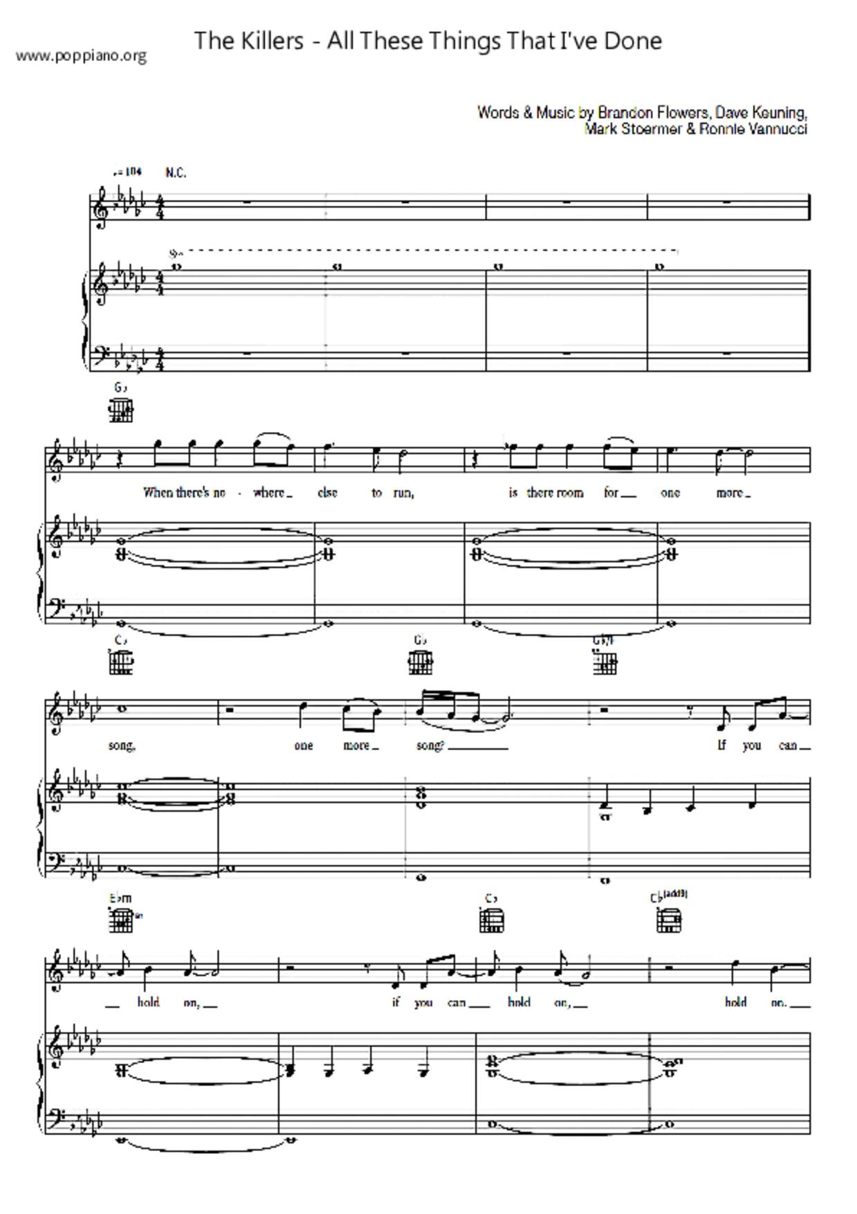 All These Things That I've Done Score