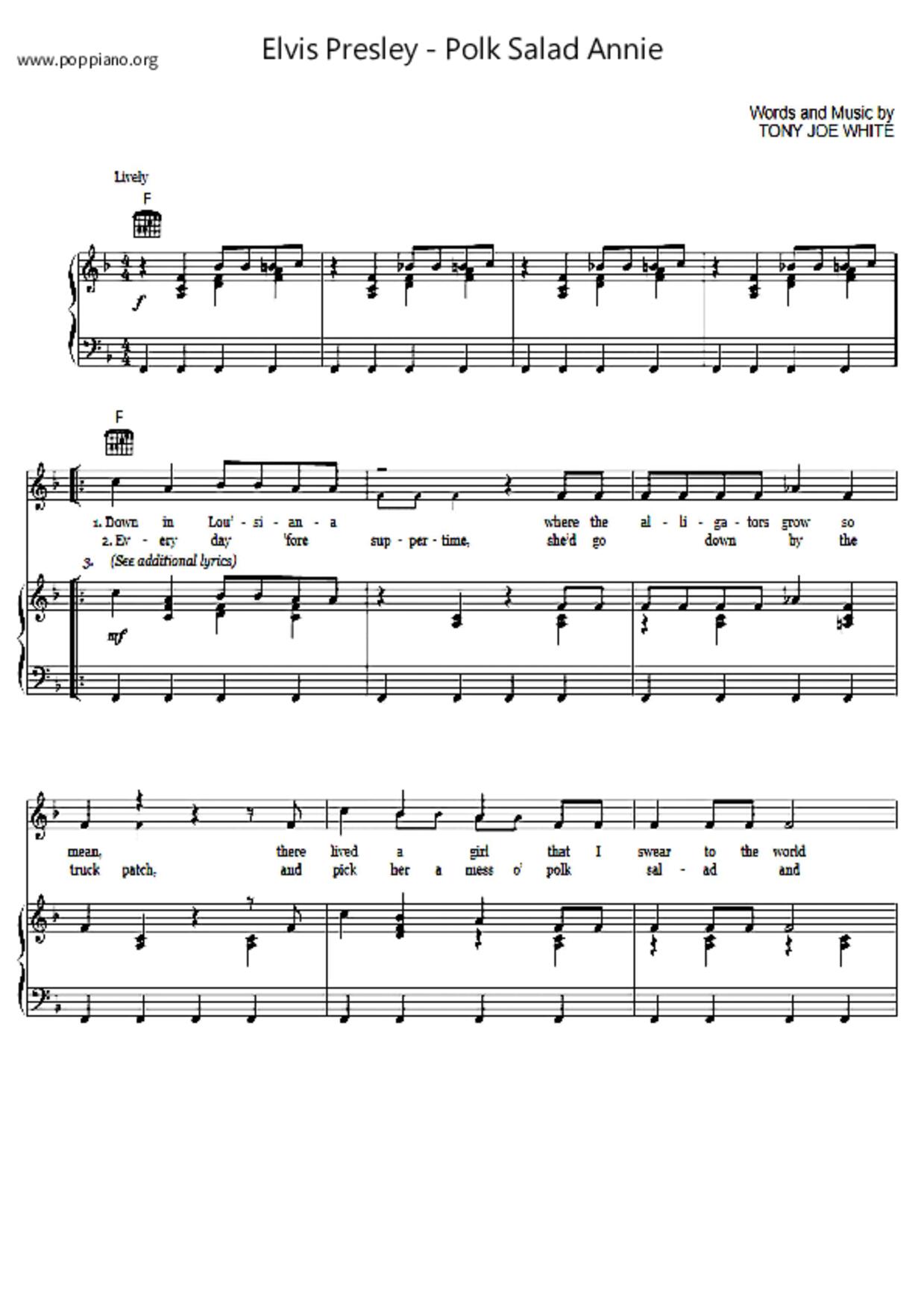 Polk Salad Annieピアノ譜