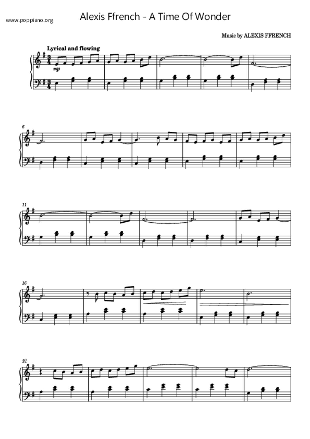 A Time of Wonder琴譜