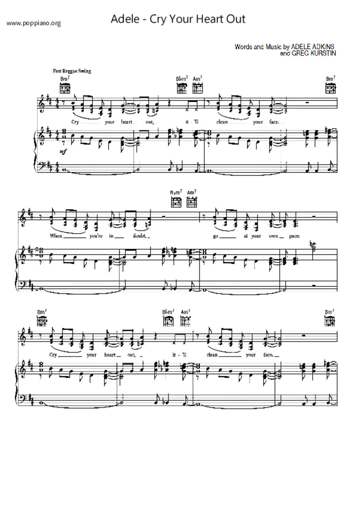 Cry Your Heart Out琴譜