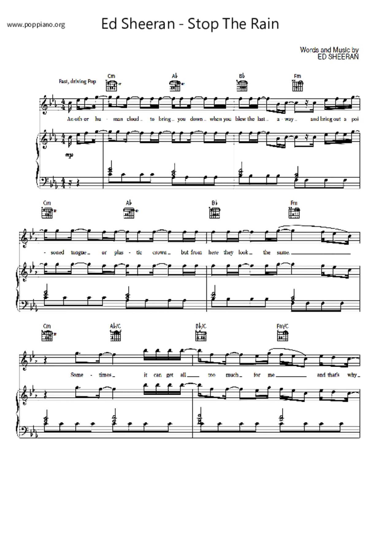 Stop The Rainピアノ譜