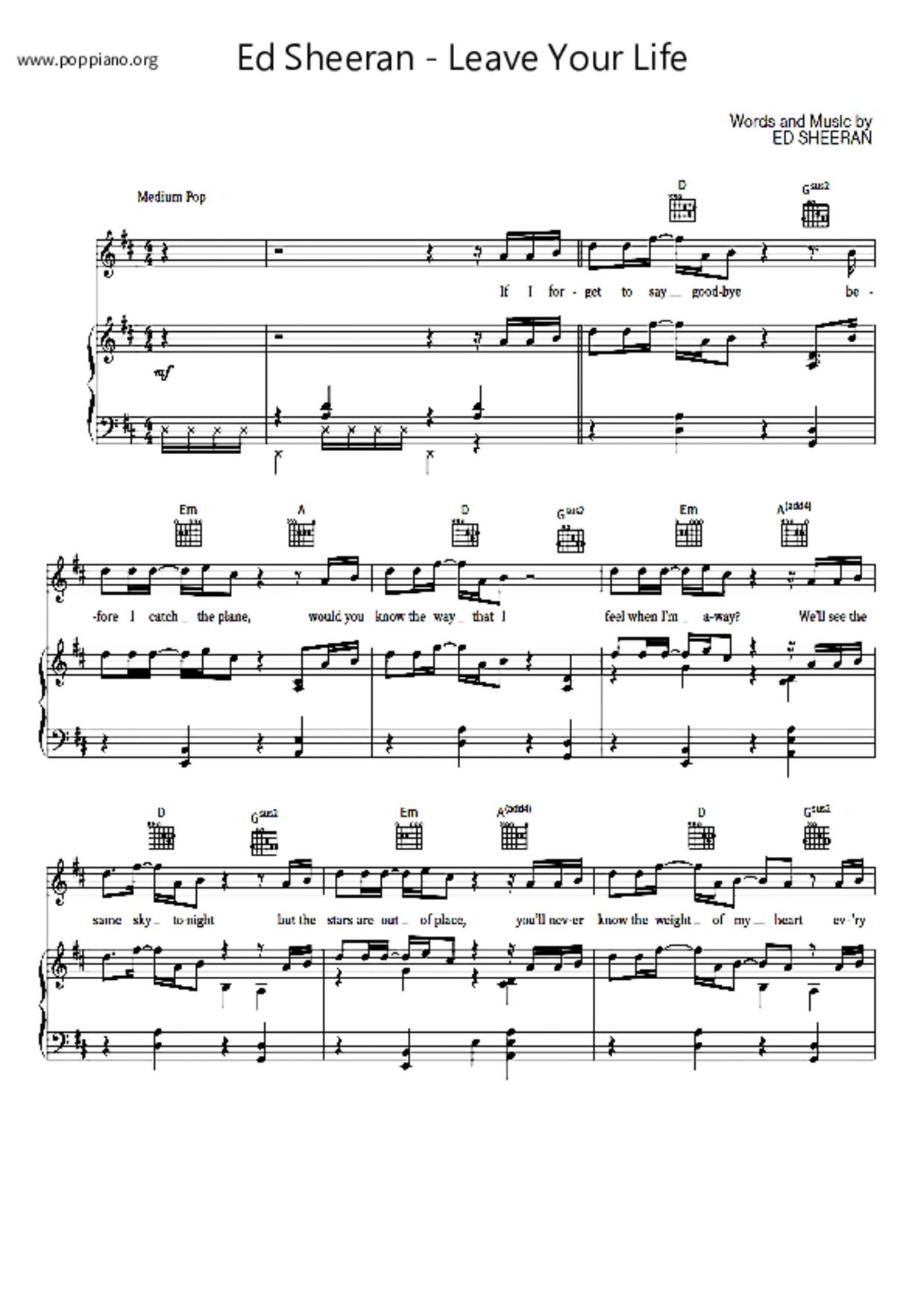 Leave Your Lifeピアノ譜