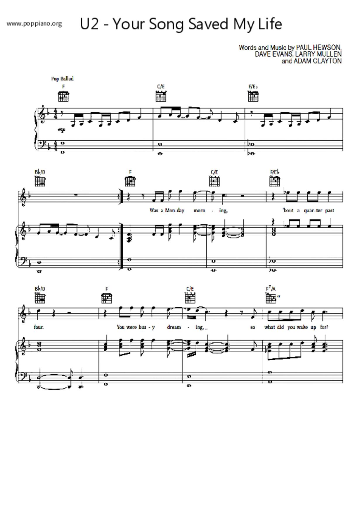 Your Song Saved My Life Score