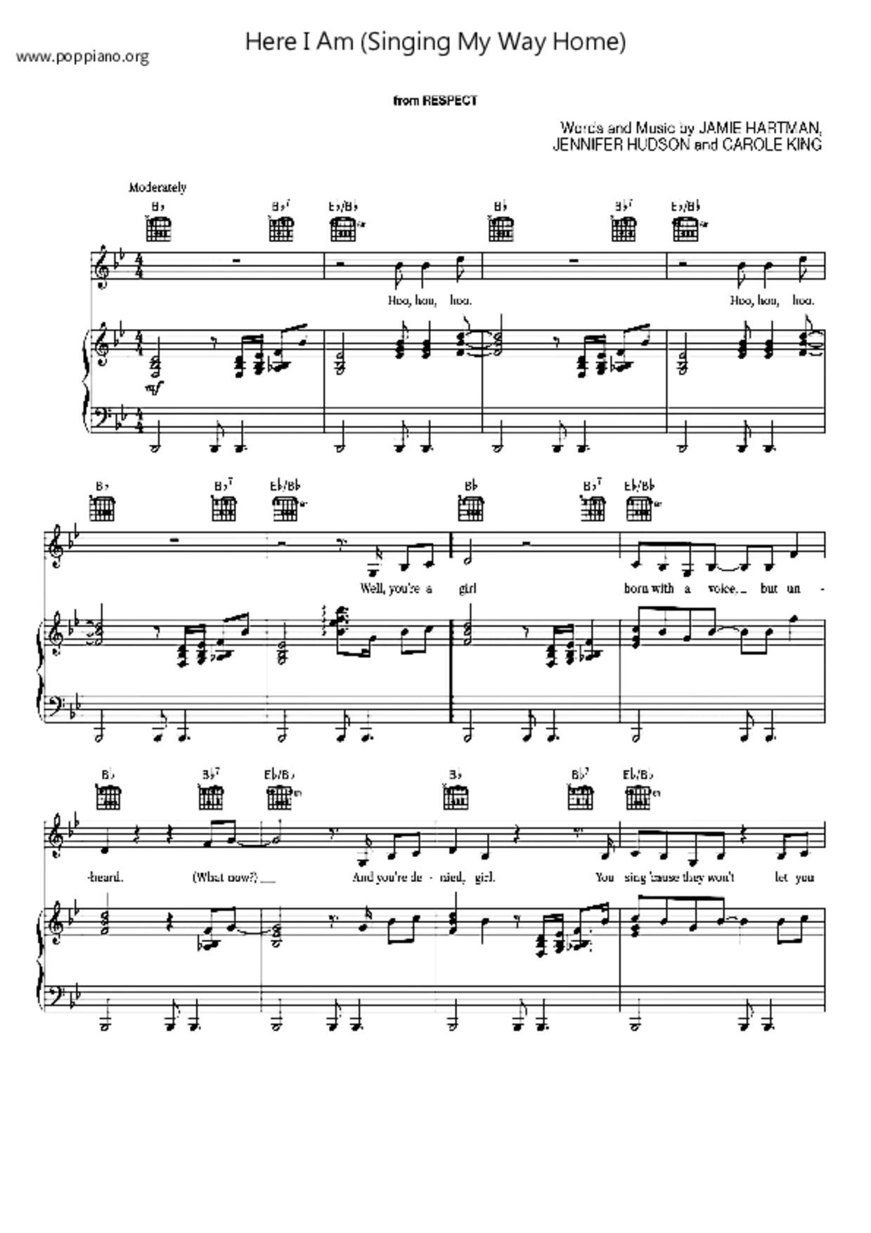 Here I Am (Singing My Way Home) Score