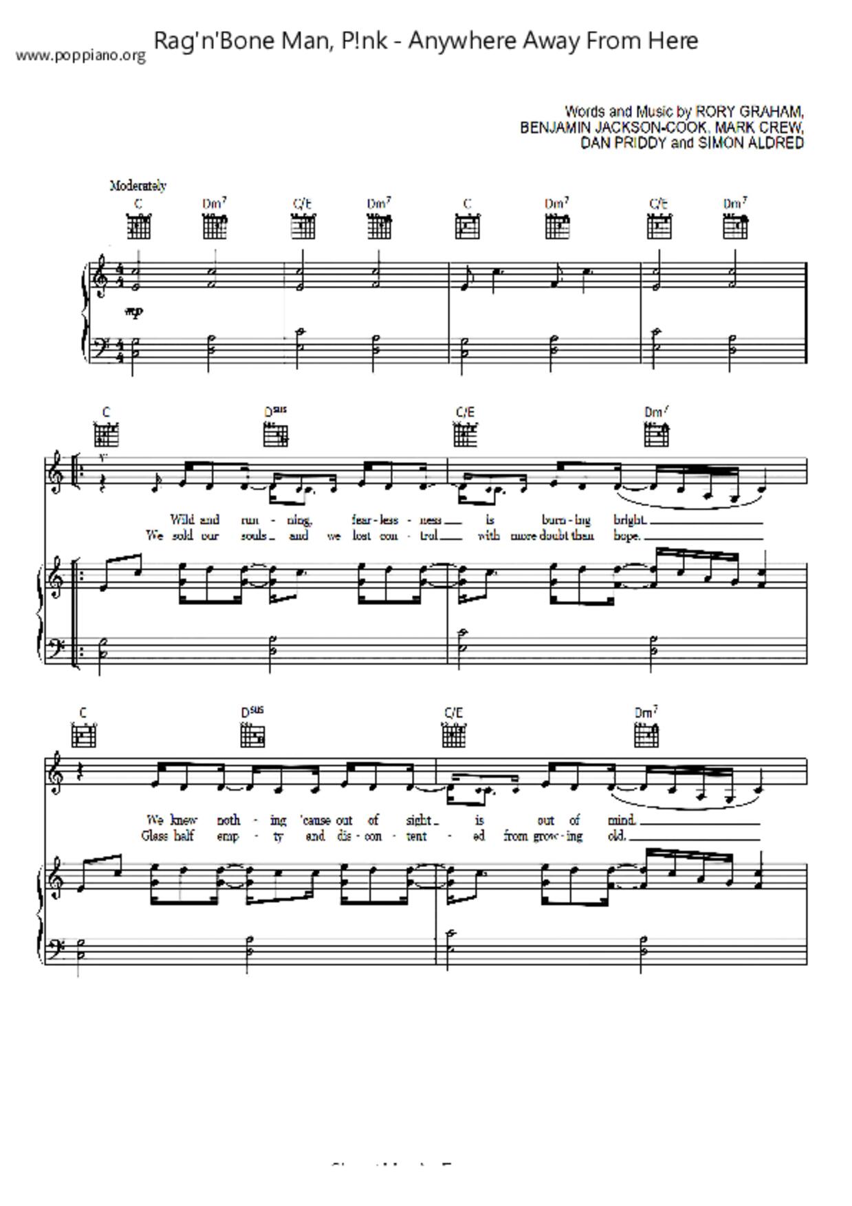 Anywhere Away From Here Score