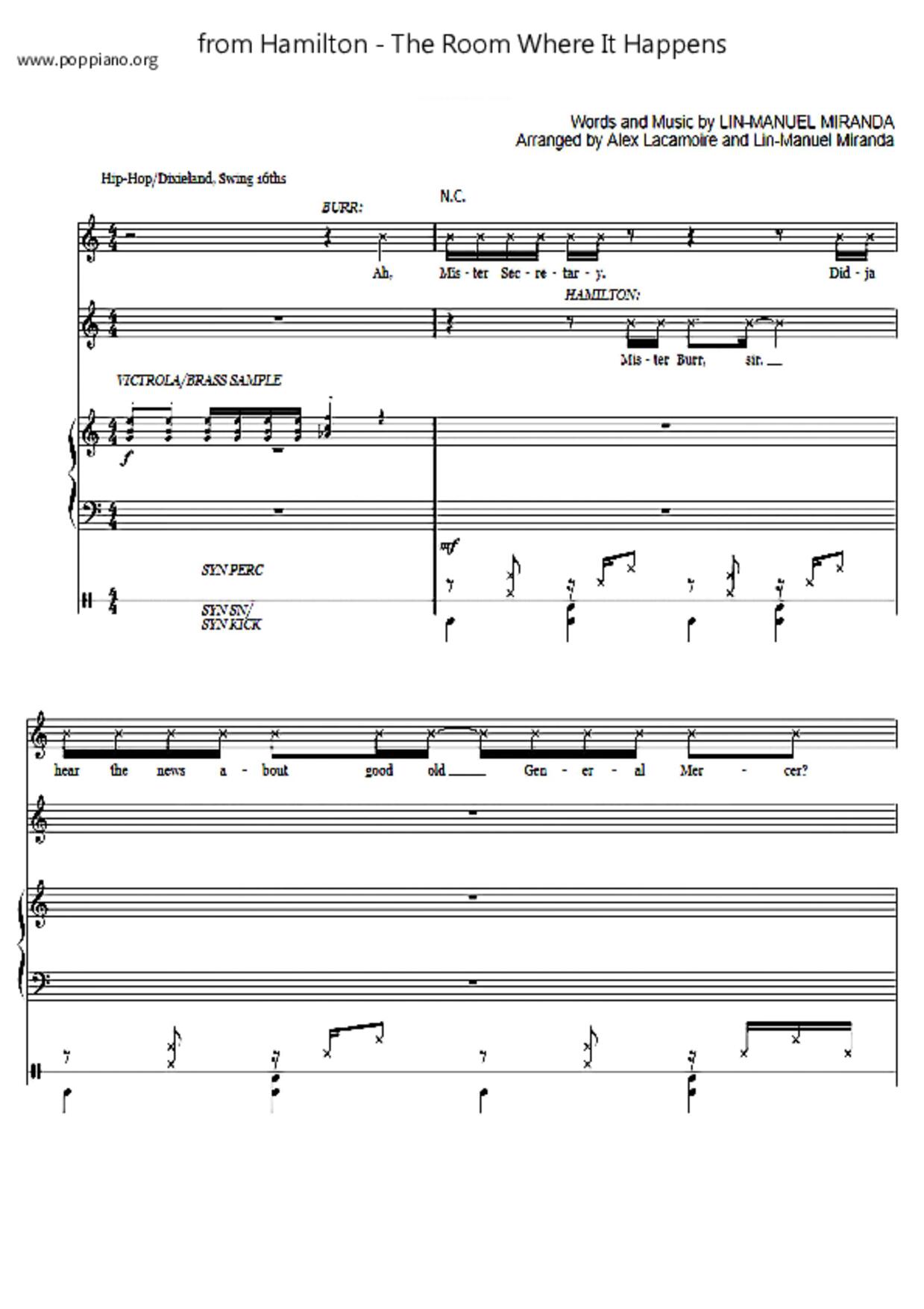 Hamilton - The Room Where It Happens琴譜