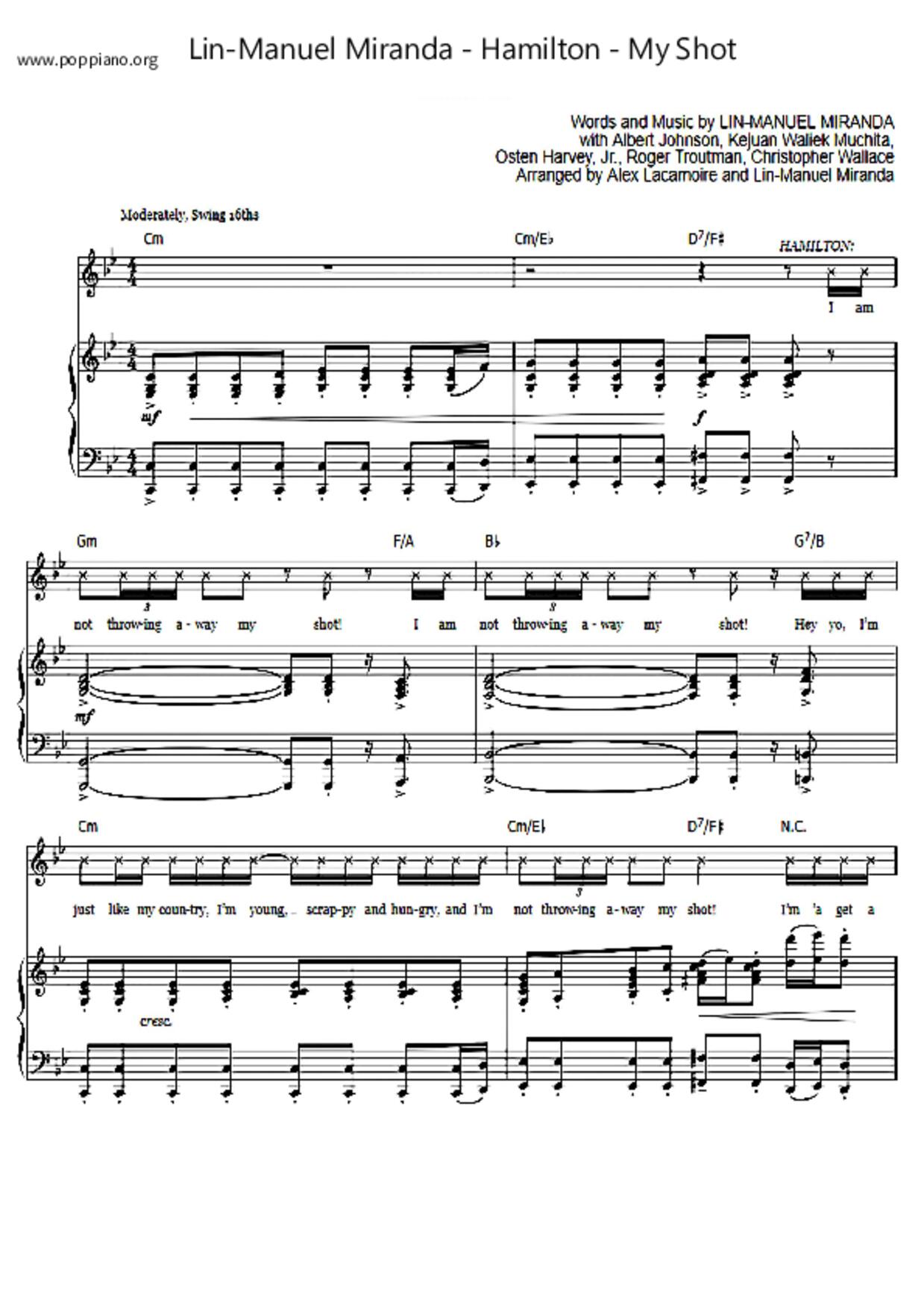 Hamilton - My Shot琴譜