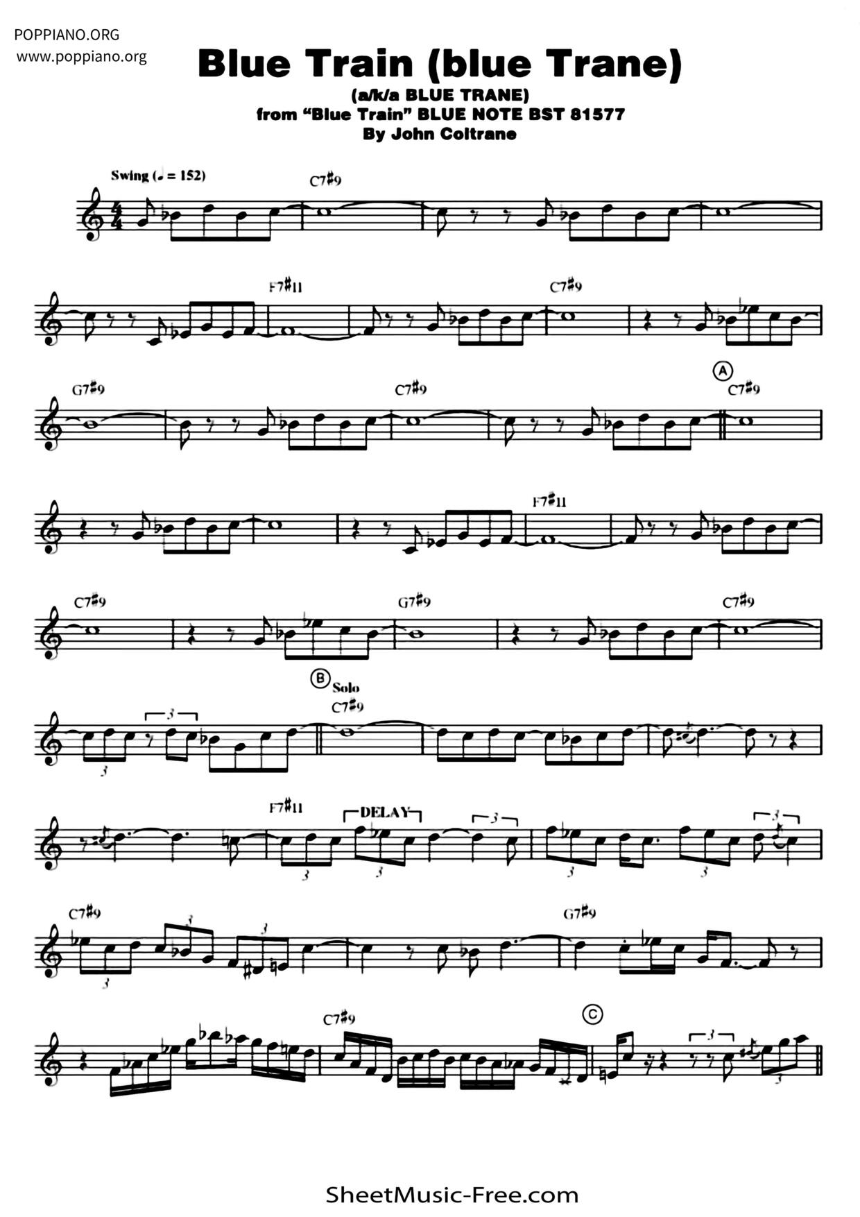 Blue Train blue Trane琴譜