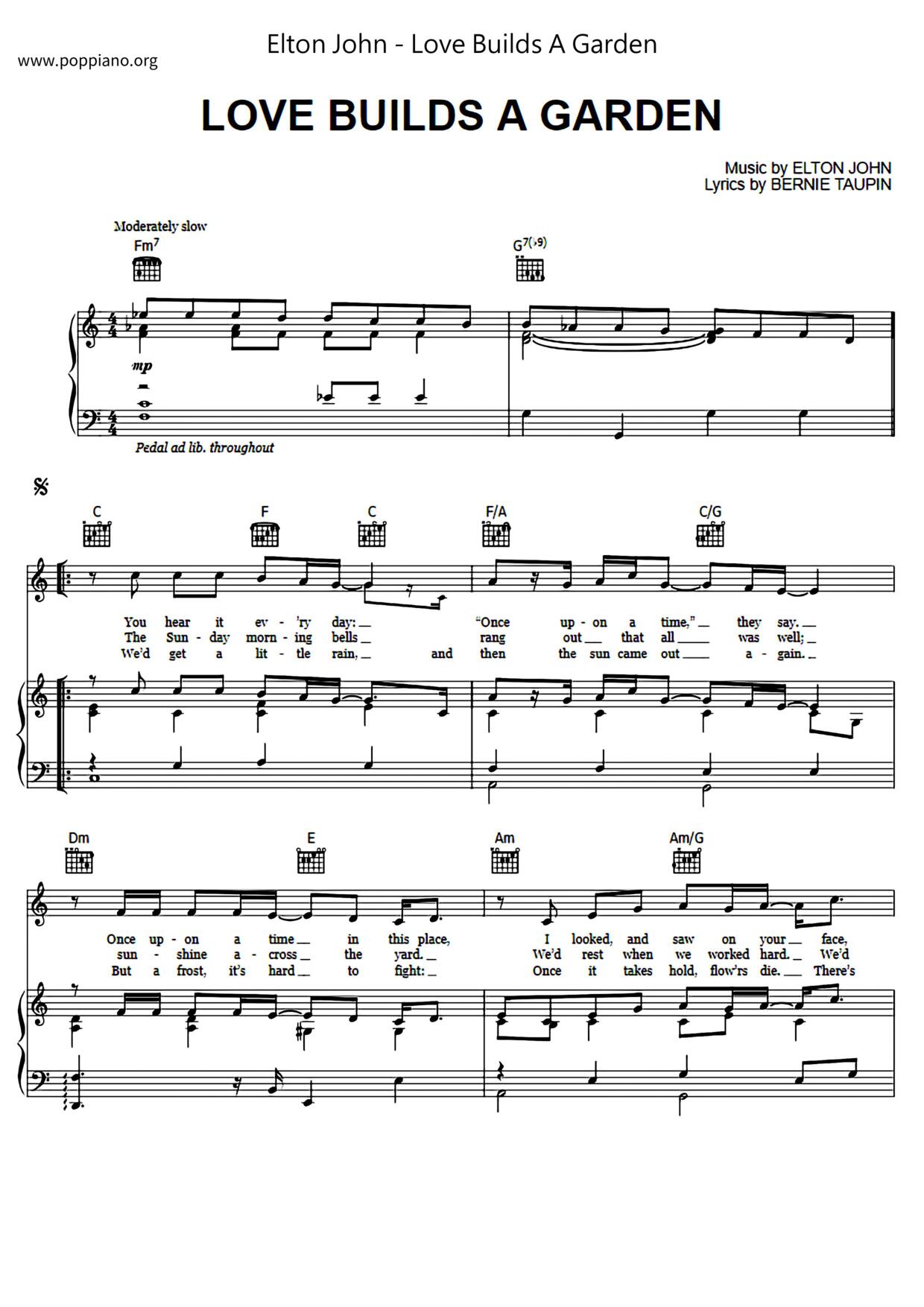 Love Builds A Garden琴譜