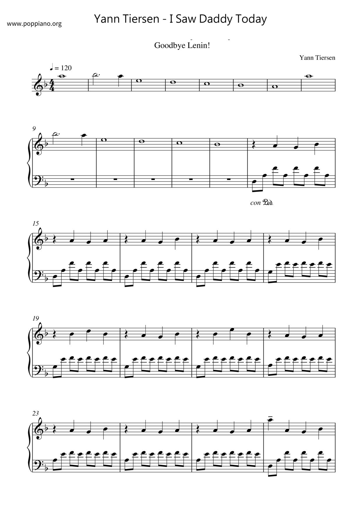 I Saw Daddy Today琴譜