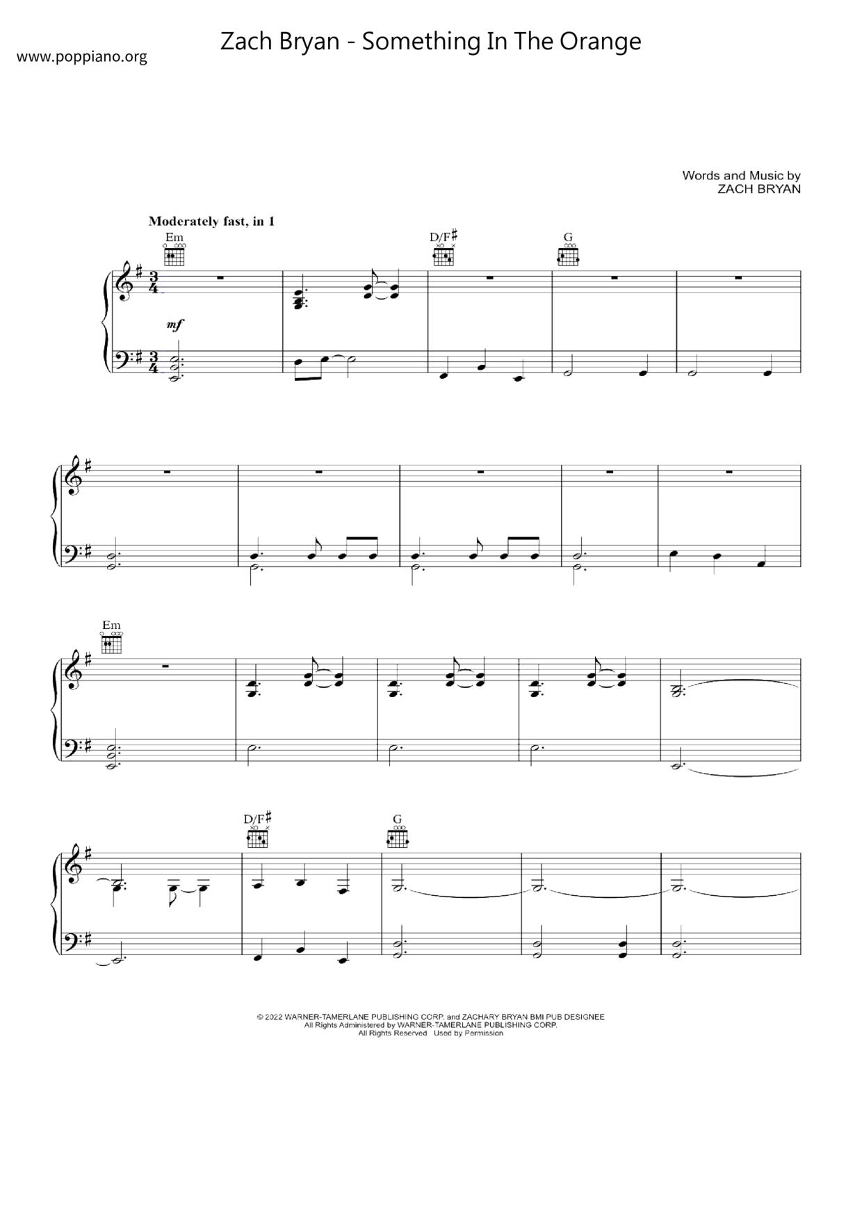 Something In The Orange琴谱